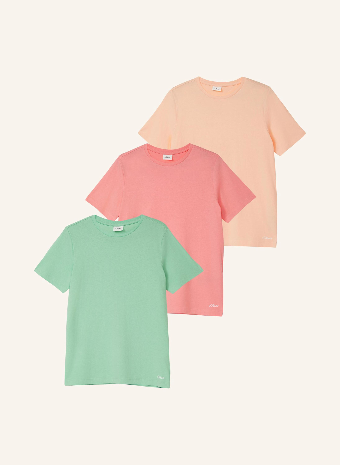 s.Oliver RED 3er-Pack T-Shirts: GRÜN/ ORANGE
