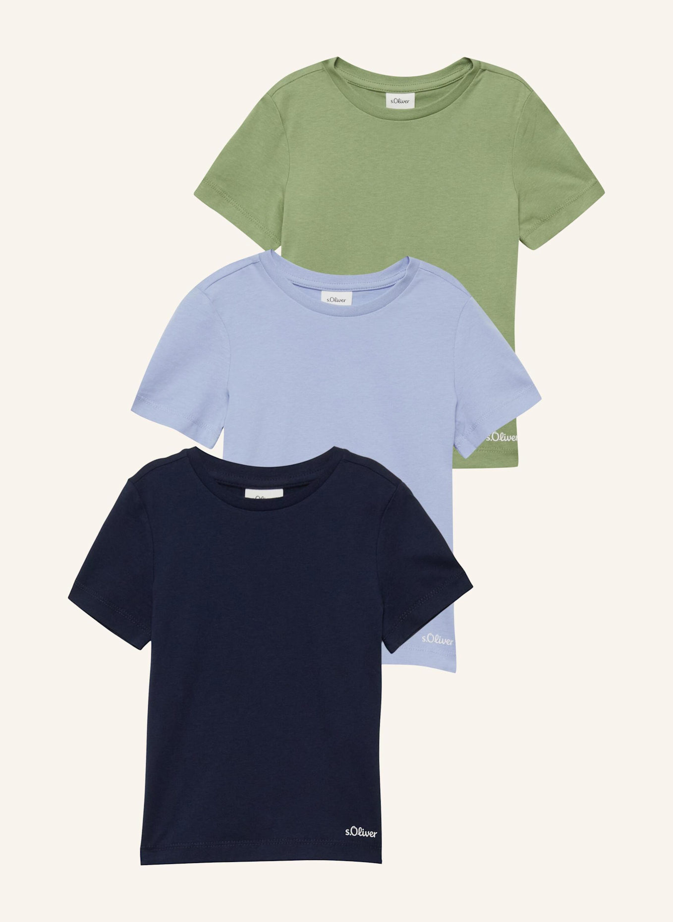 s.Oliver RED 3er-Pack T-Shirts: BLAU/ GRÜN