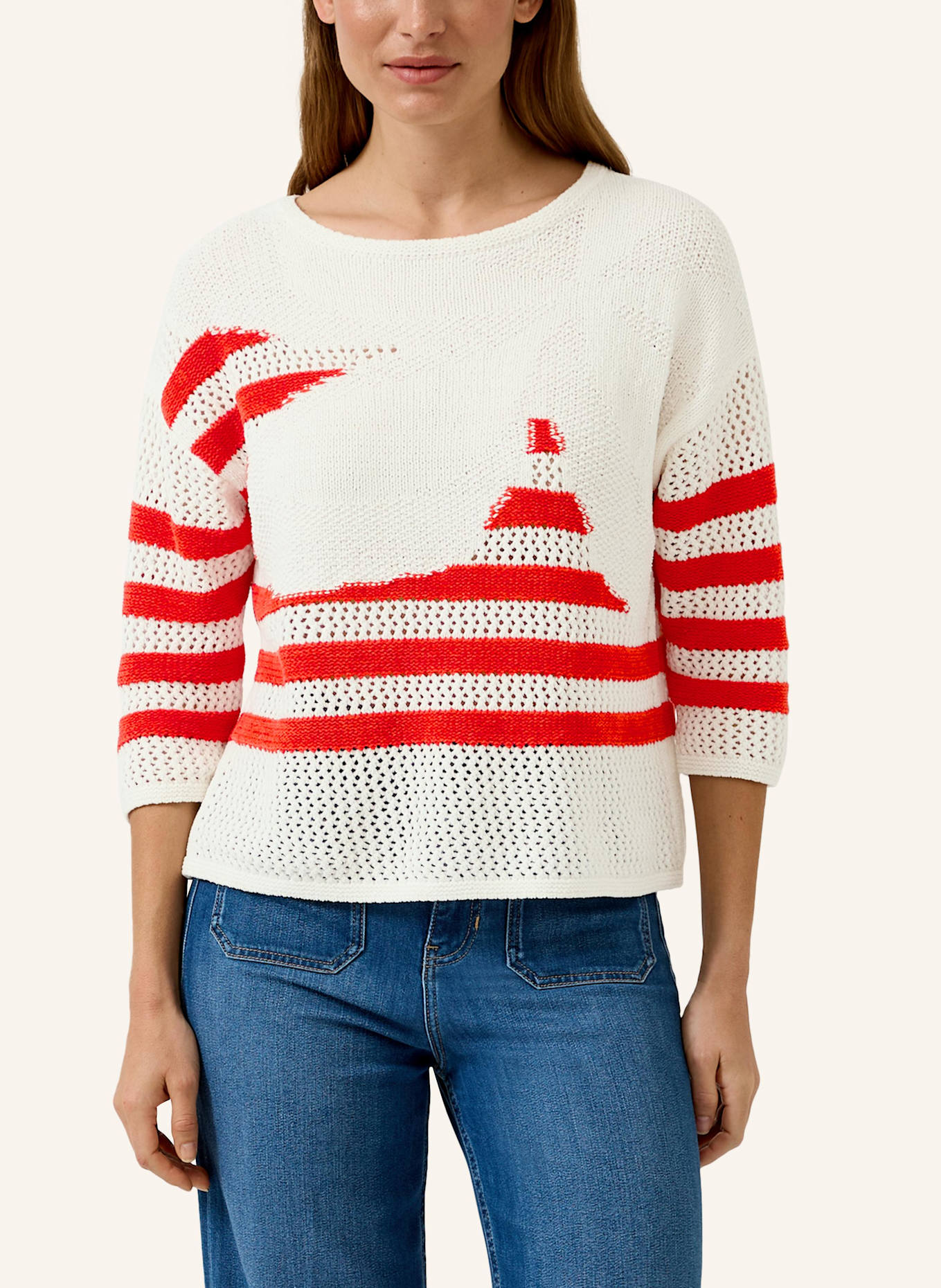 s.Oliver Strickpullover: CREME/ ROT