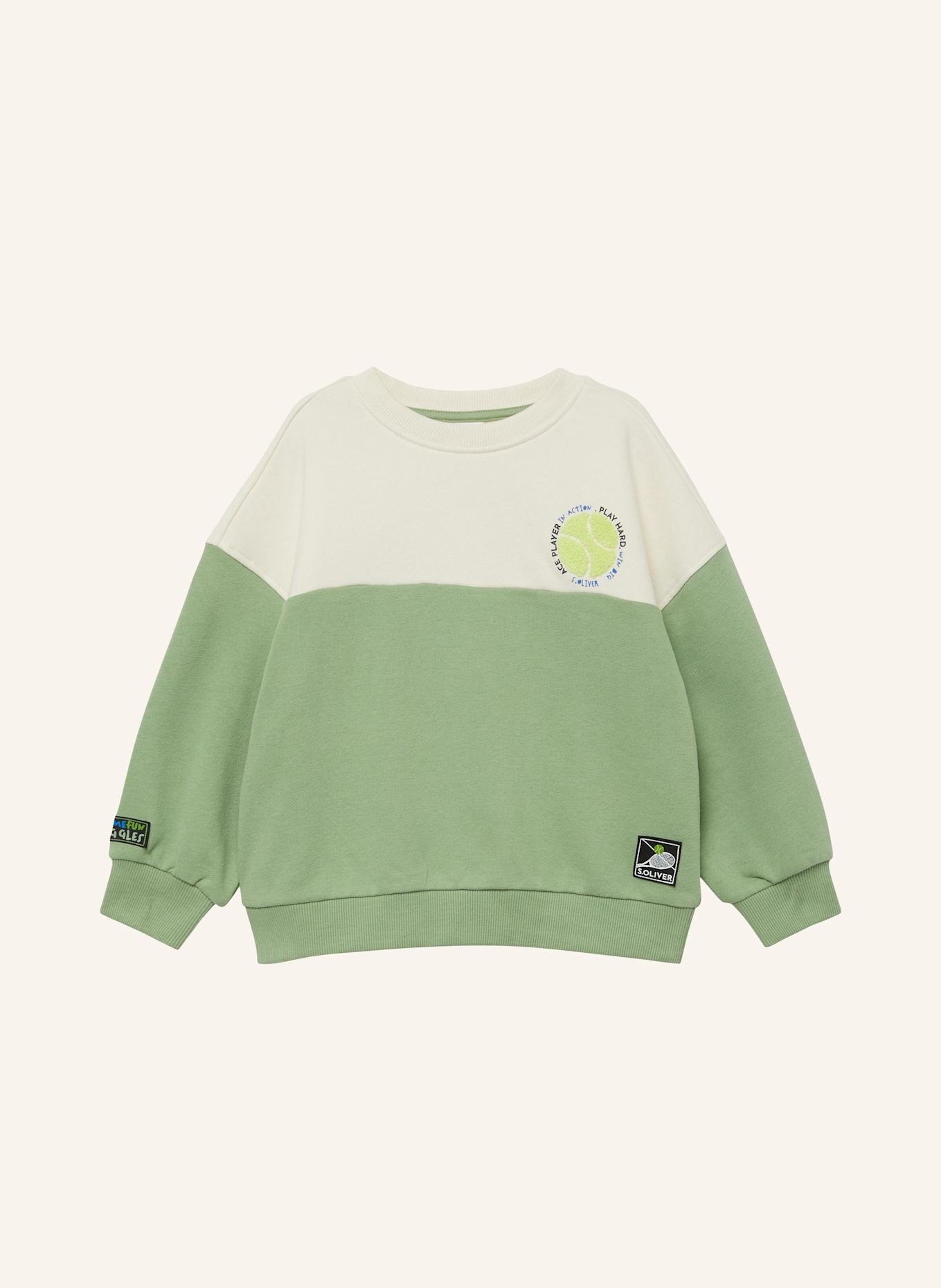 s.Oliver Sweatshirt: GRÜN/ CREME