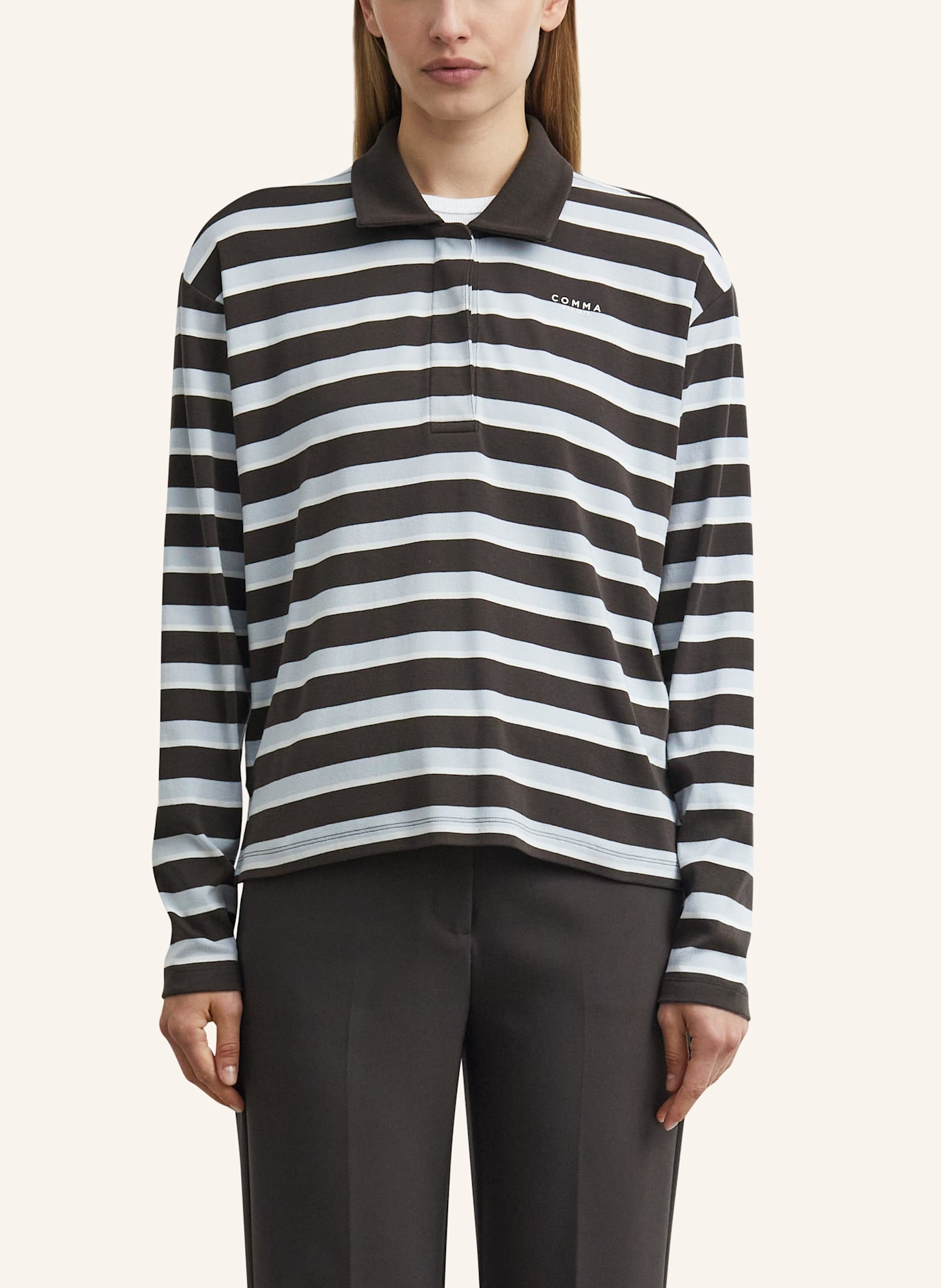comma T-Shirt: BRAUN/ WEISS