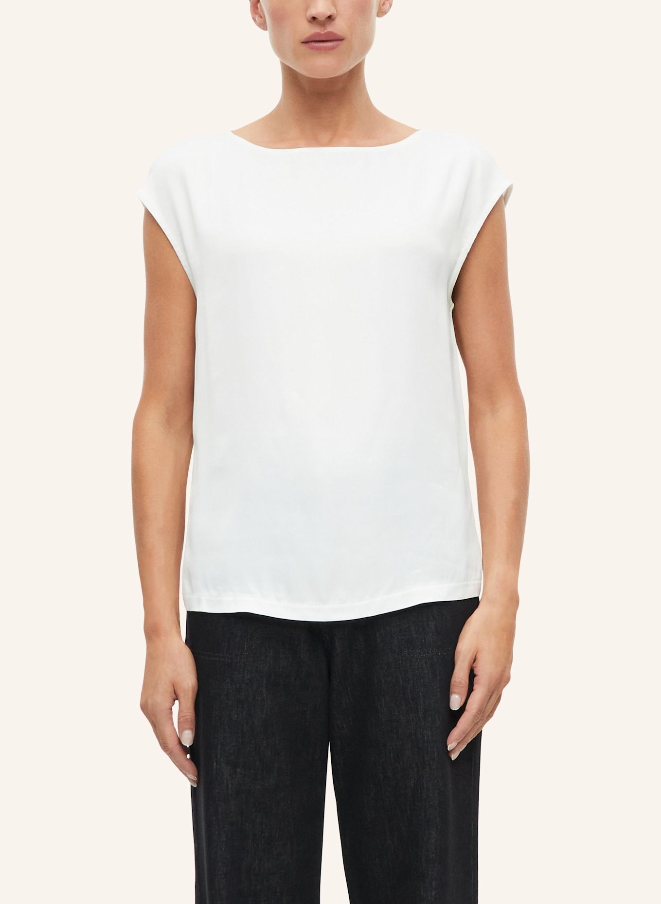 s.Oliver BLACK LABEL Blusentop im Materialmix: WEISS