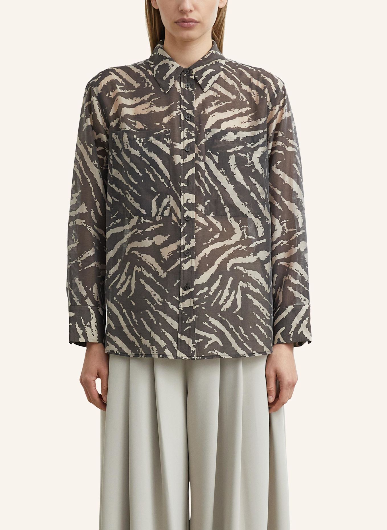 COMMA Bluse: BRAUN / BEIGE