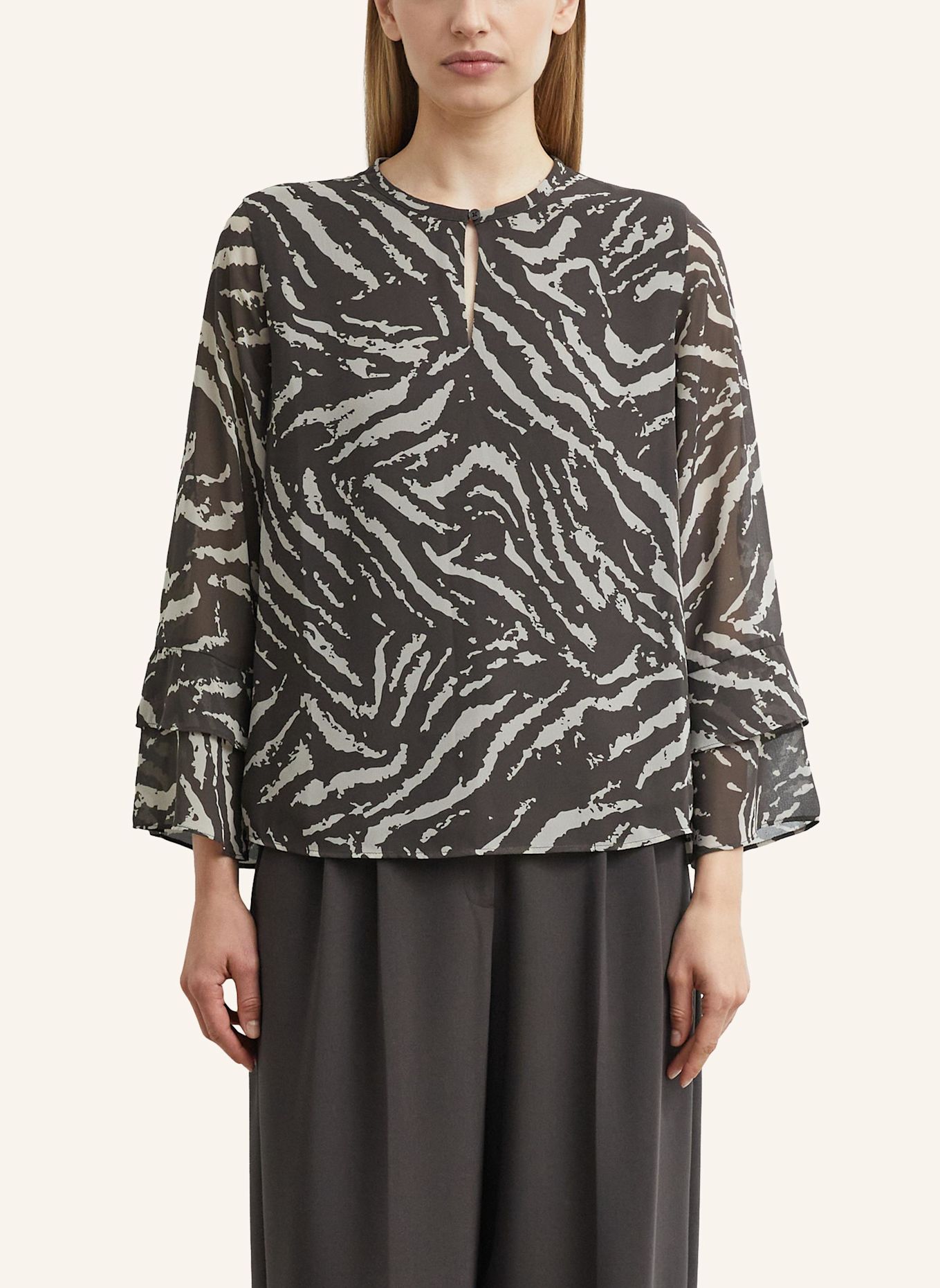 COMMA Bluse: BRAUN / BEIGE