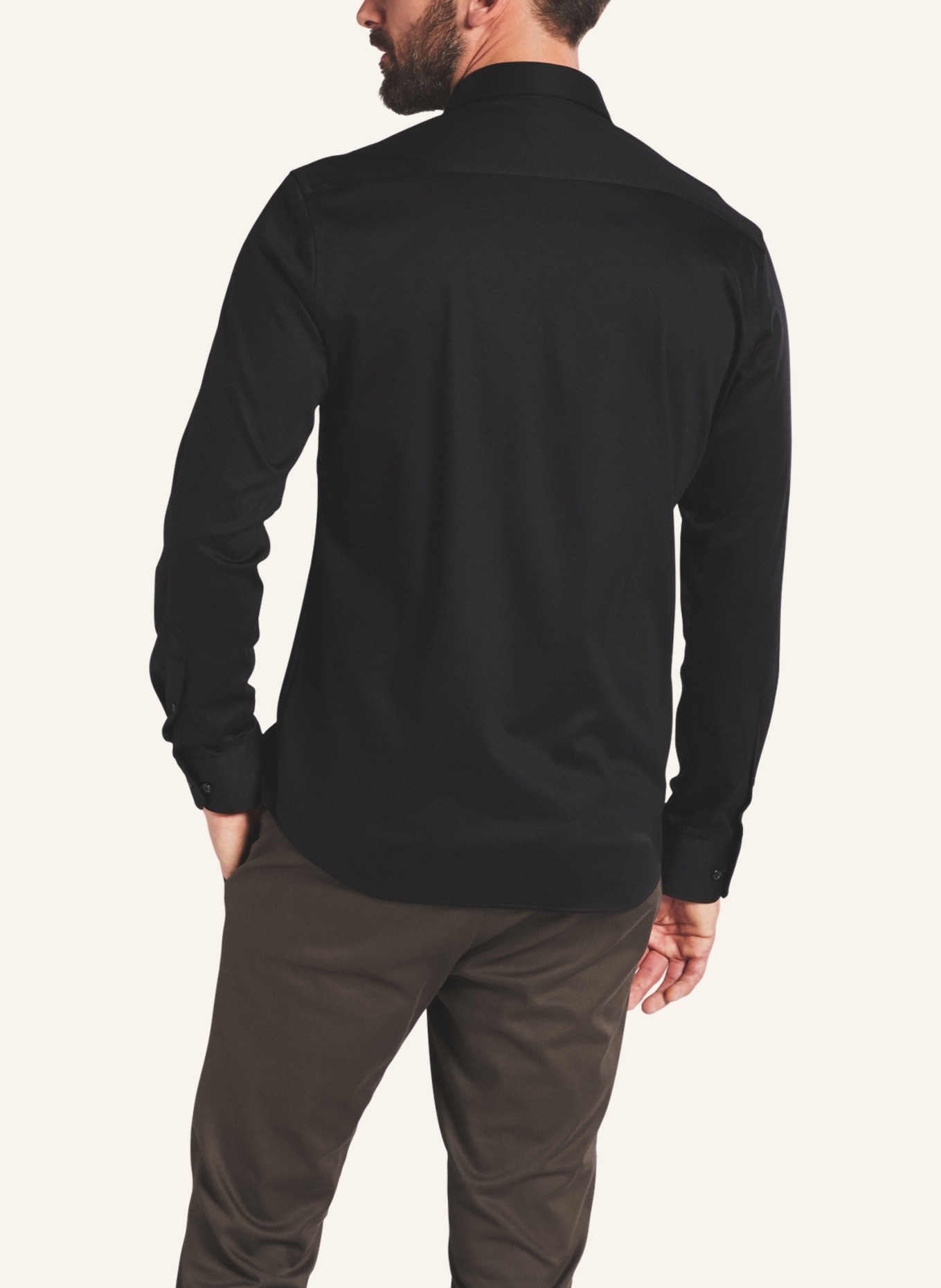 1863 by ETERNA Jerseyhemd Modern Fit: SCHWARZ