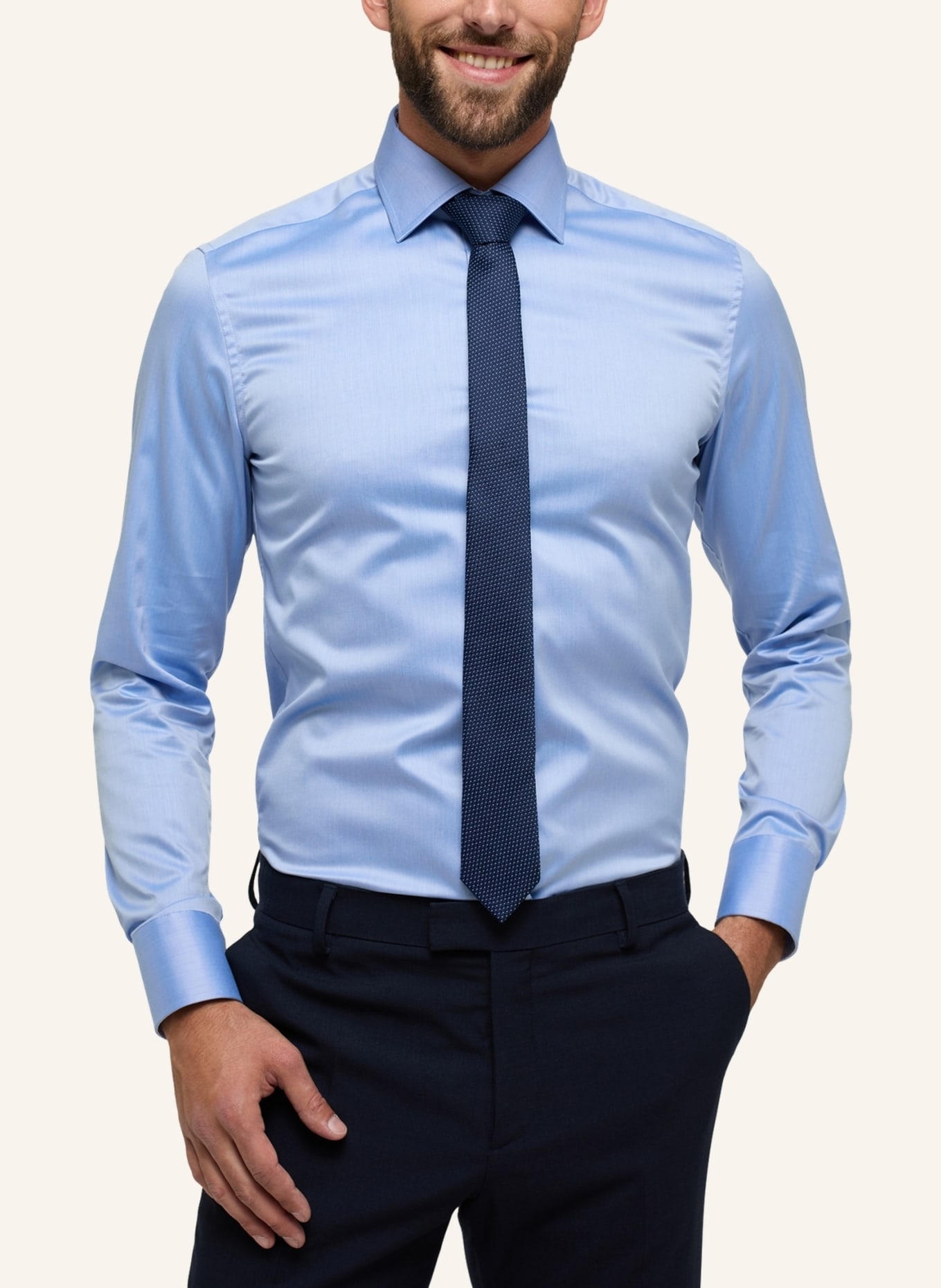 ETERNA Hemd SLIM FIT in blau | Breite Krawatten