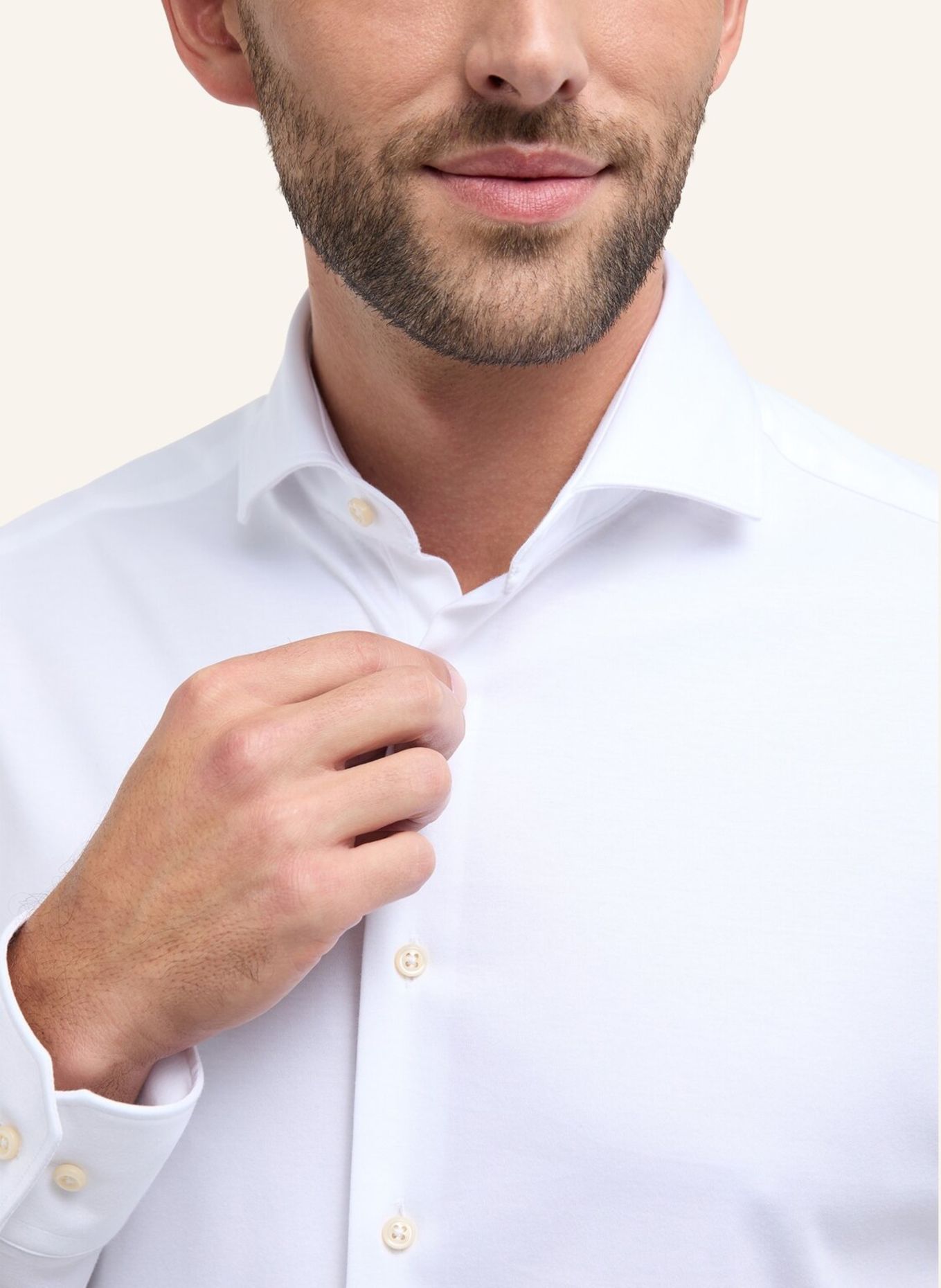 1863 by ETERNA Jerseyhemd Modern Fit: WEISS