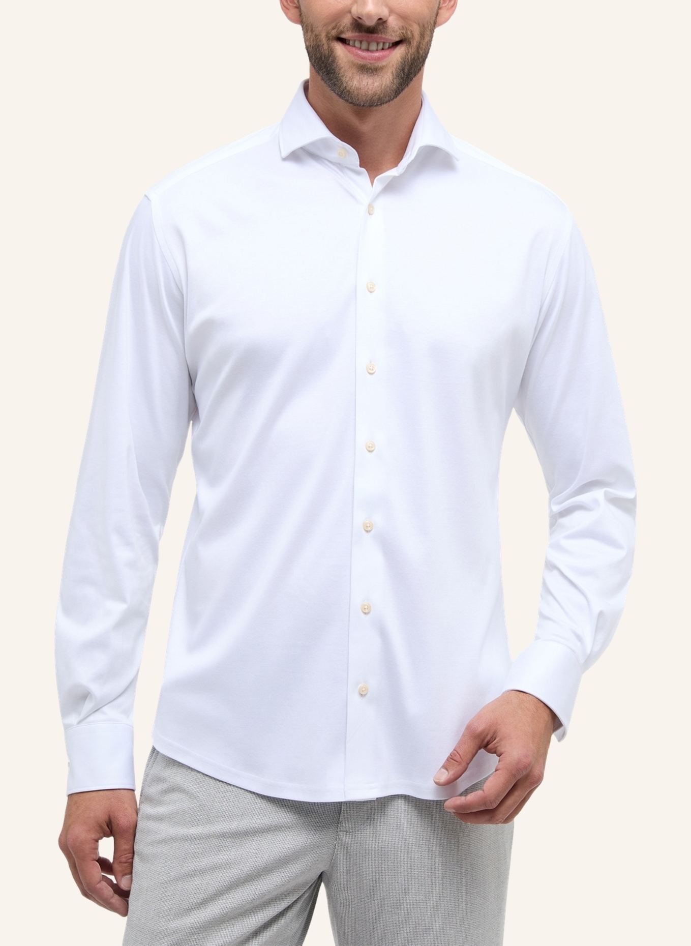 1863 by ETERNA Jerseyhemd Modern Fit: WEISS