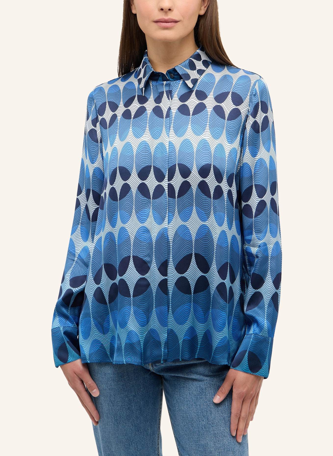 1863 by ETERNA Bluse LOOSE FIT: DUNKELBLAU