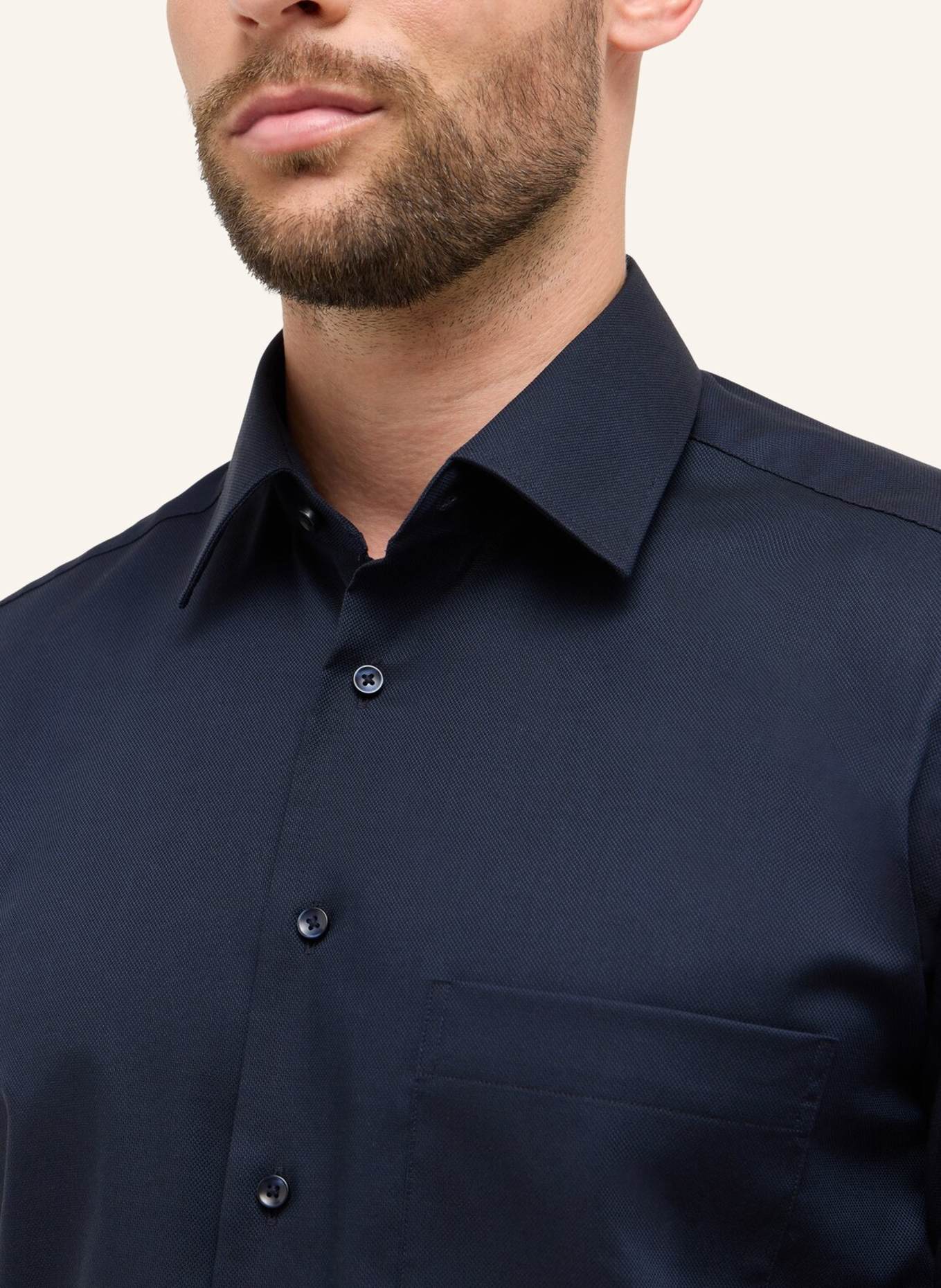 ETERNA Piqué-Hemd Comfort Fit: BLAU