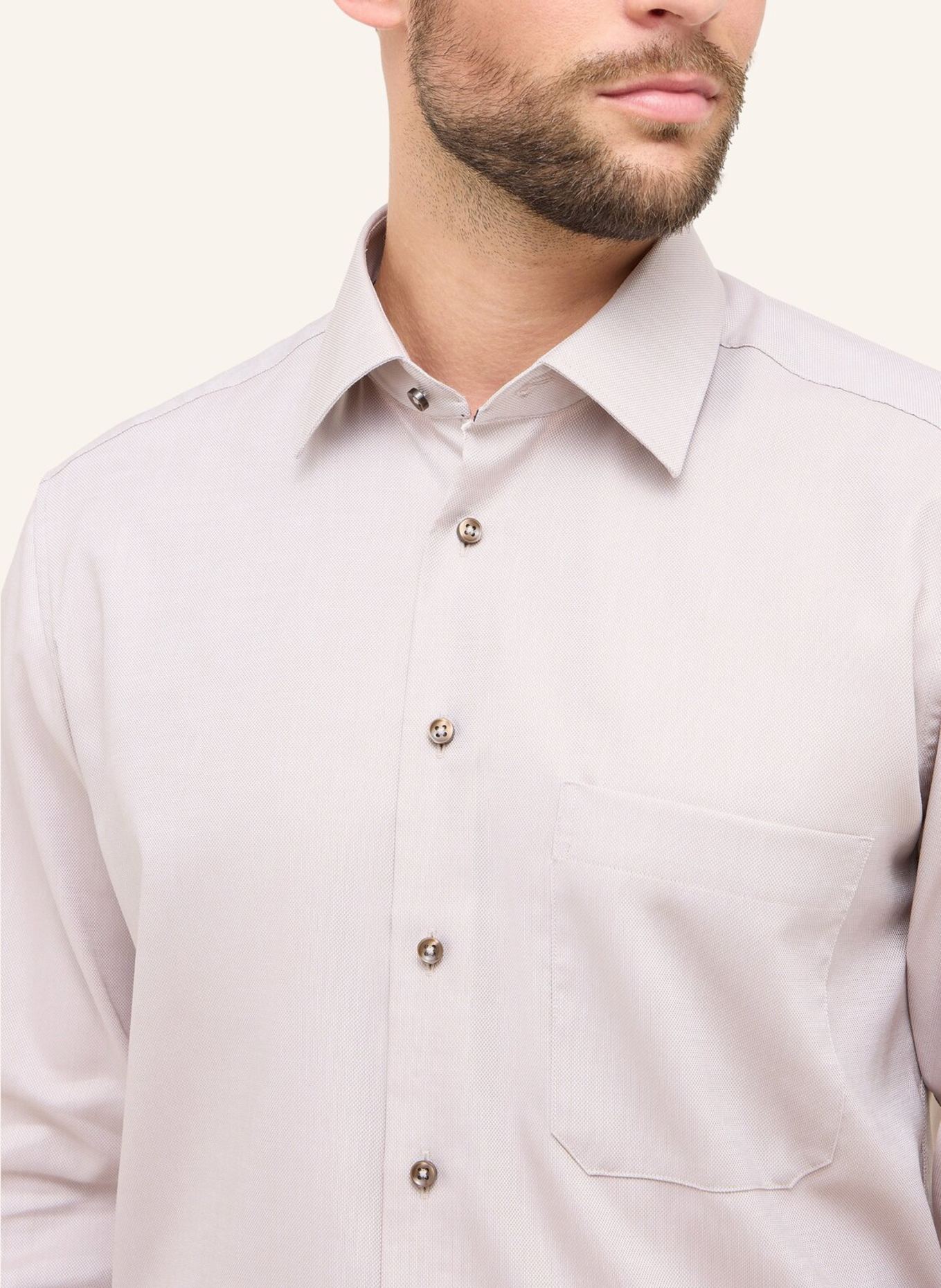 ETERNA Piqué-Hemd Comfort Fit: BEIGE