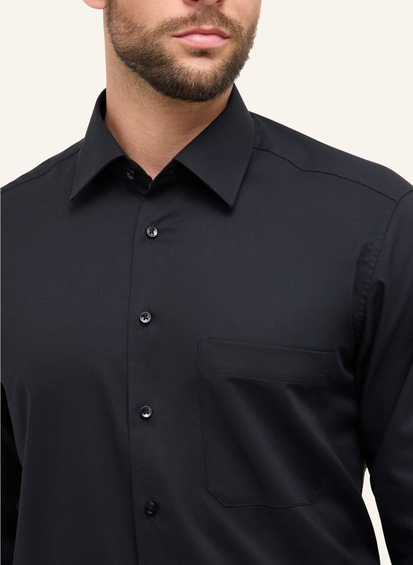 ETERNA Piqué-Hemd Comfort Fit: SCHWARZ
