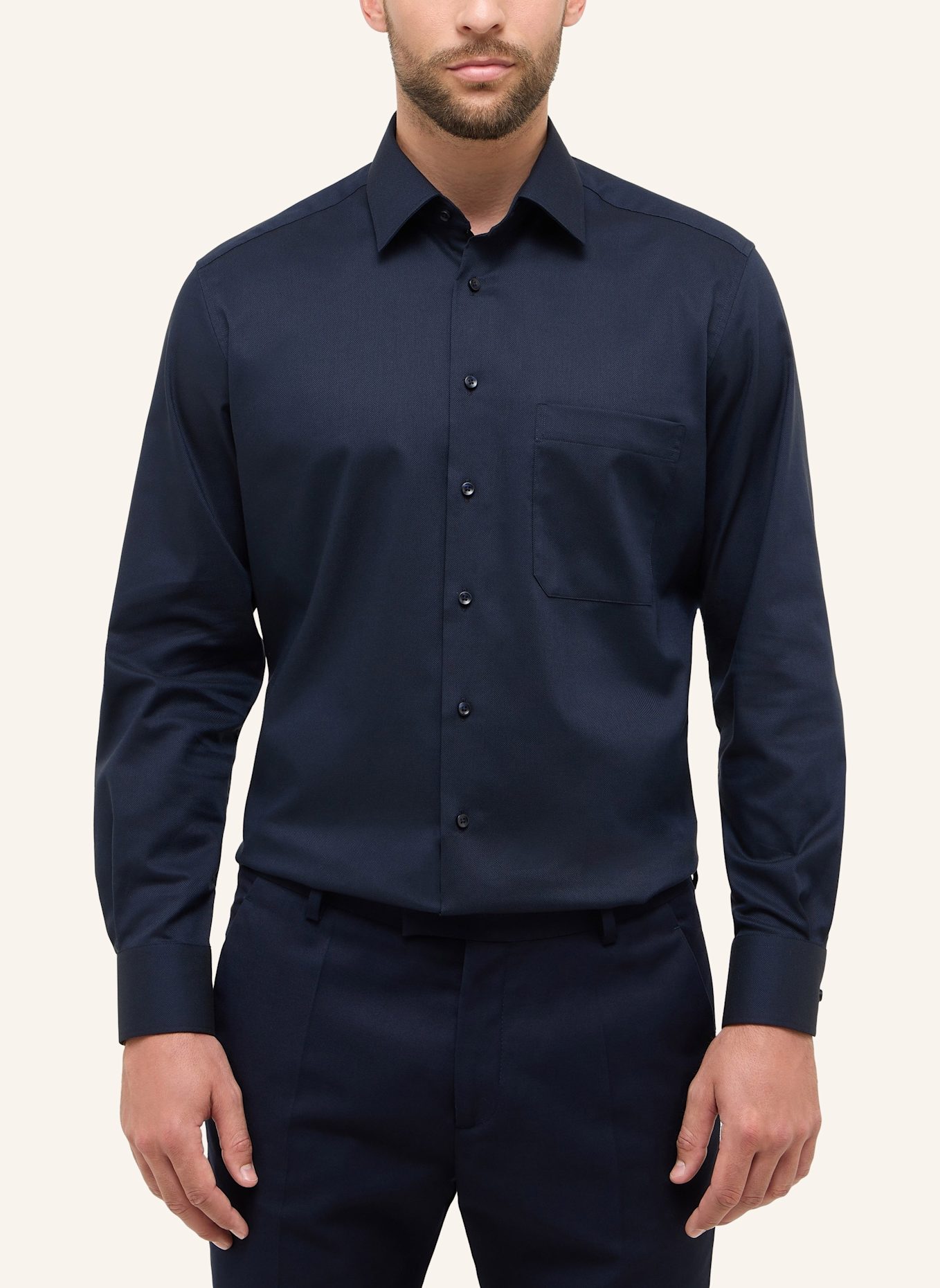 ETERNA Piqué-Hemd Comfort Fit: BLAU