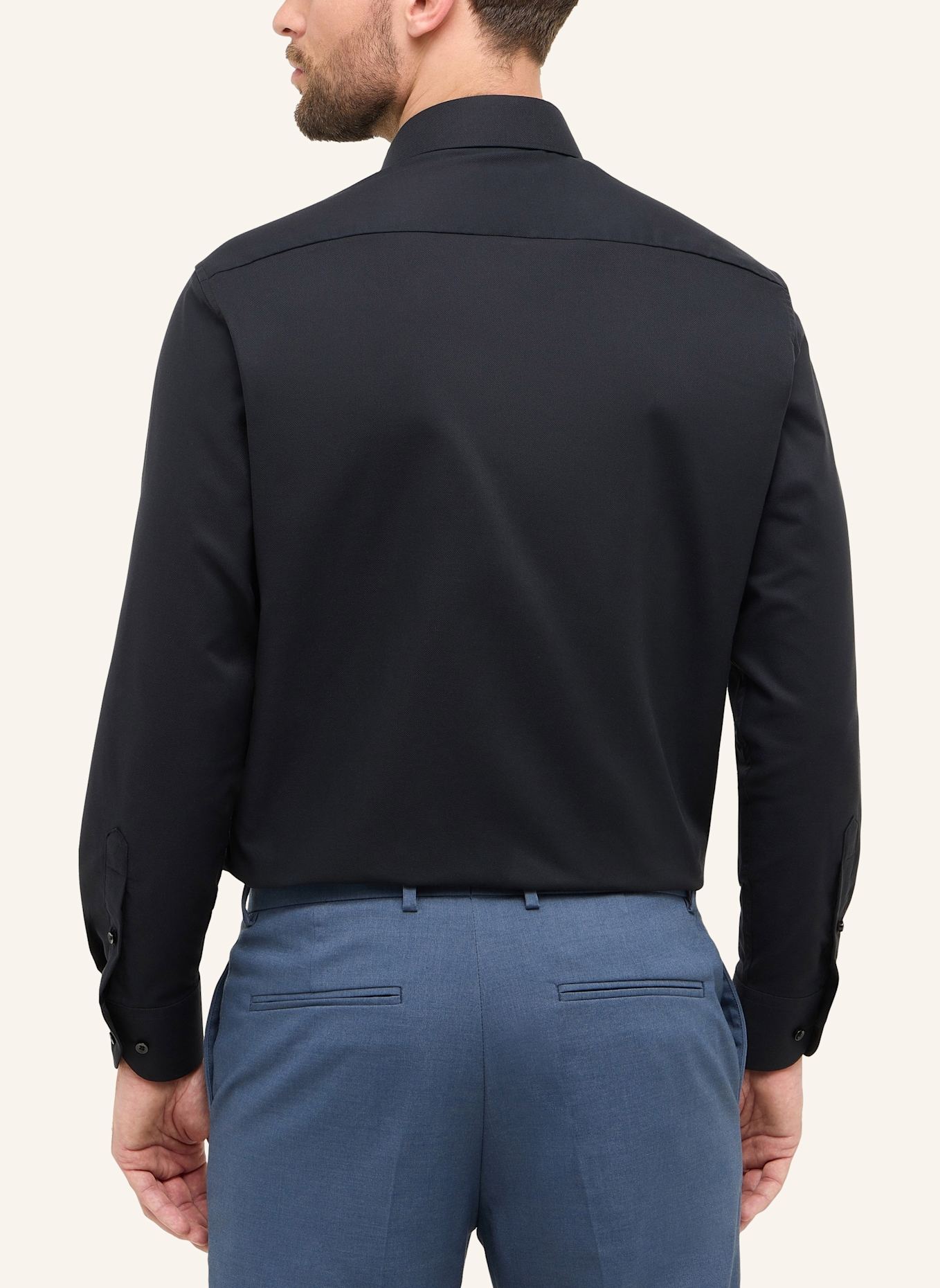 ETERNA Piqué-Hemd Comfort Fit: SCHWARZ