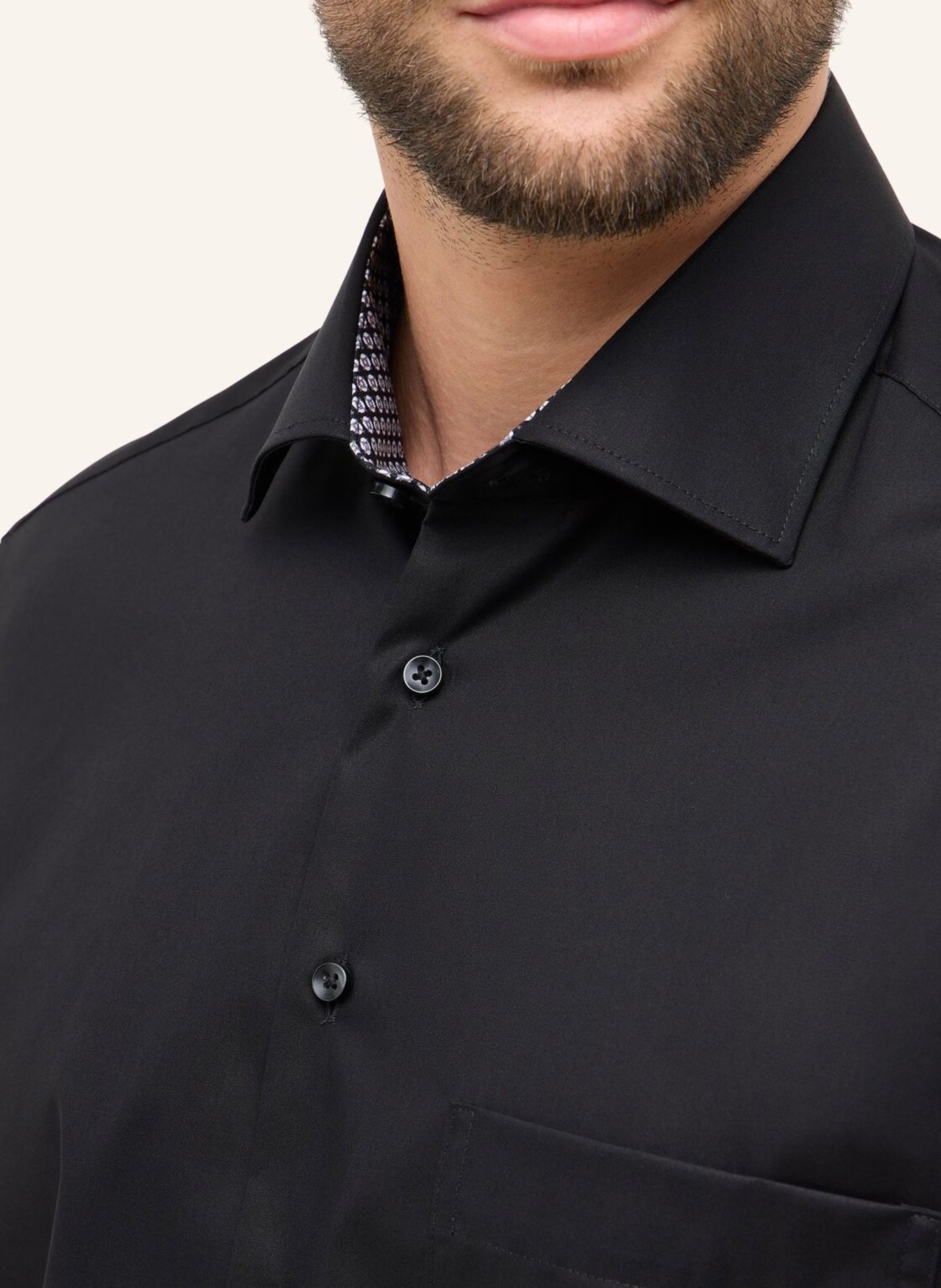 ETERNA Hemd Comfort Fit: SCHWARZ