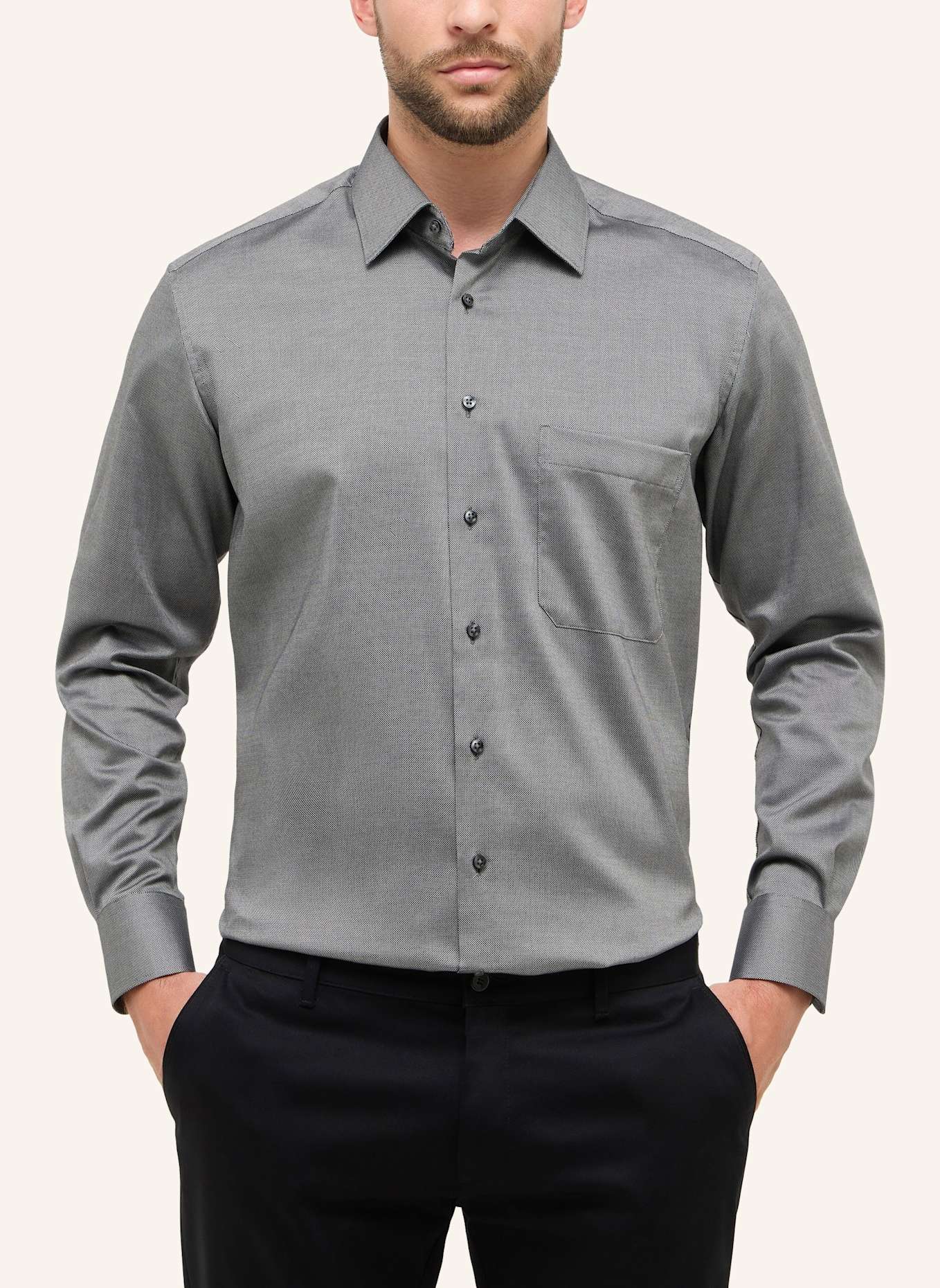 ETERNA Piqué-Hemd Comfort Fit: GRAU