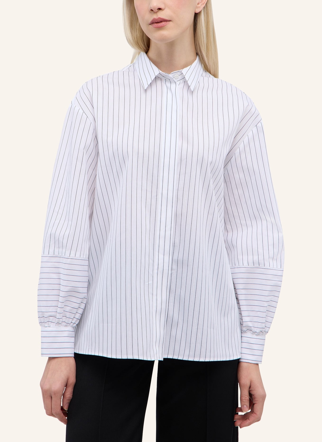 1863 by ETERNA Bluse OVERSIZE FIT: WEISS/ SCHWARZ