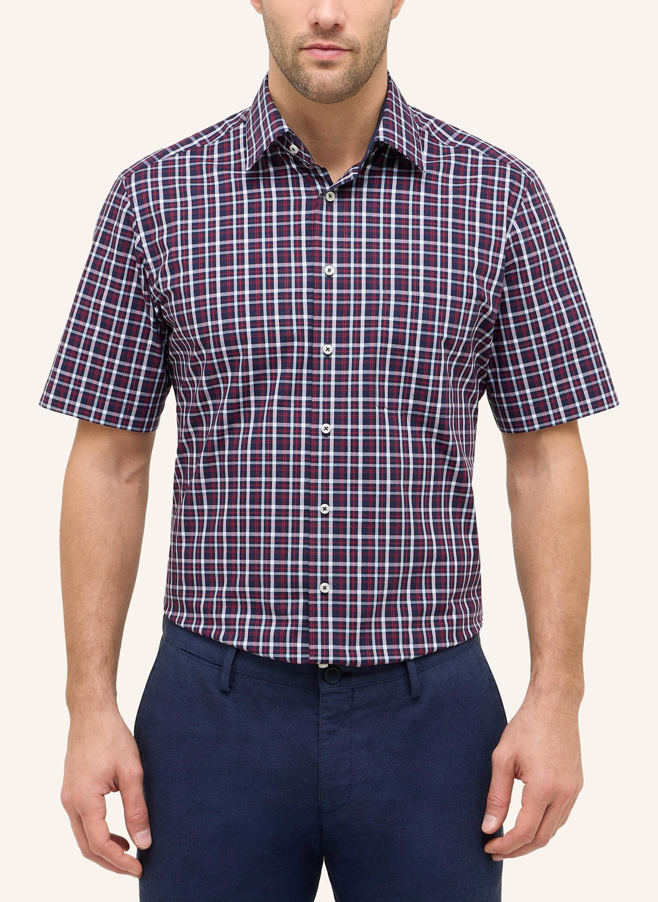 ETERNA Kurzarm-Hemd MODERN FIT: DUNKELBLAU