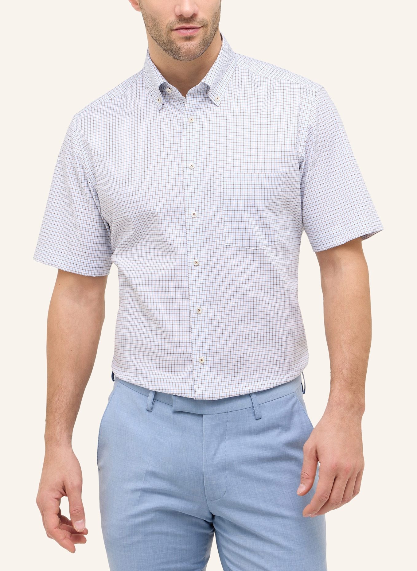 ETERNA Kurzarm-Hemd MODERN FIT: BRAUN