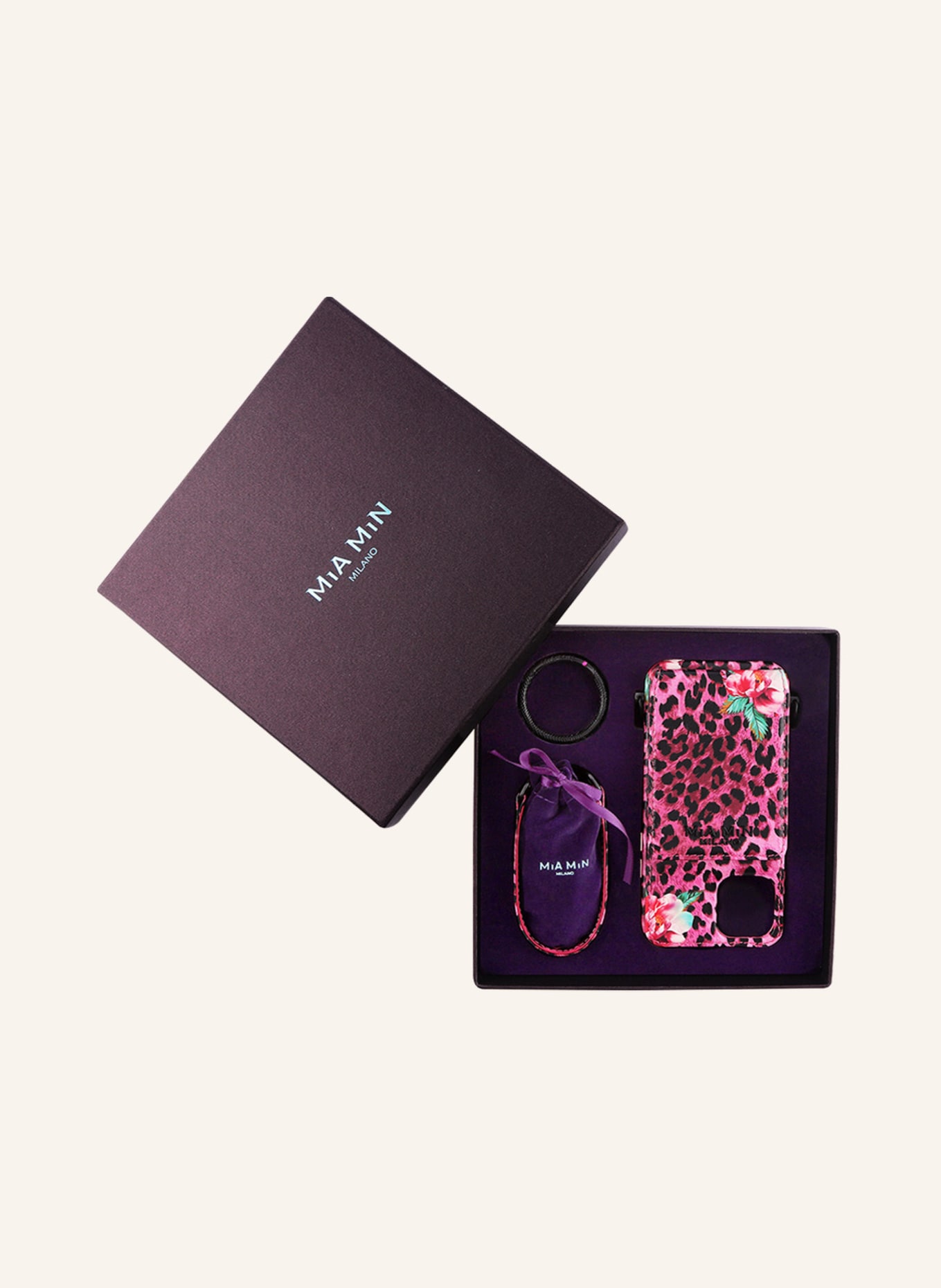 MiA MiN Smartphone Tasche LEO FANTASIA, Farbe: PINK/SCHWARZ (Bild 4)