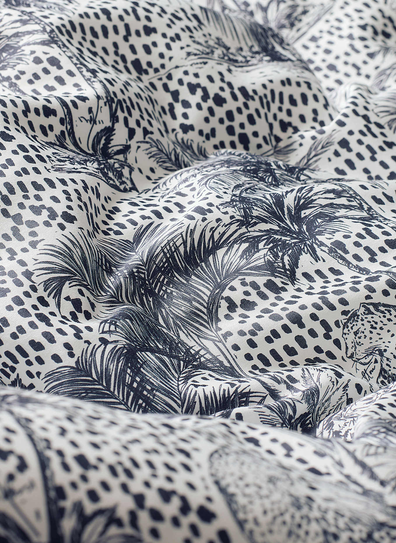 SPORTALM Satin Bettwäsche PALMS: BLAU