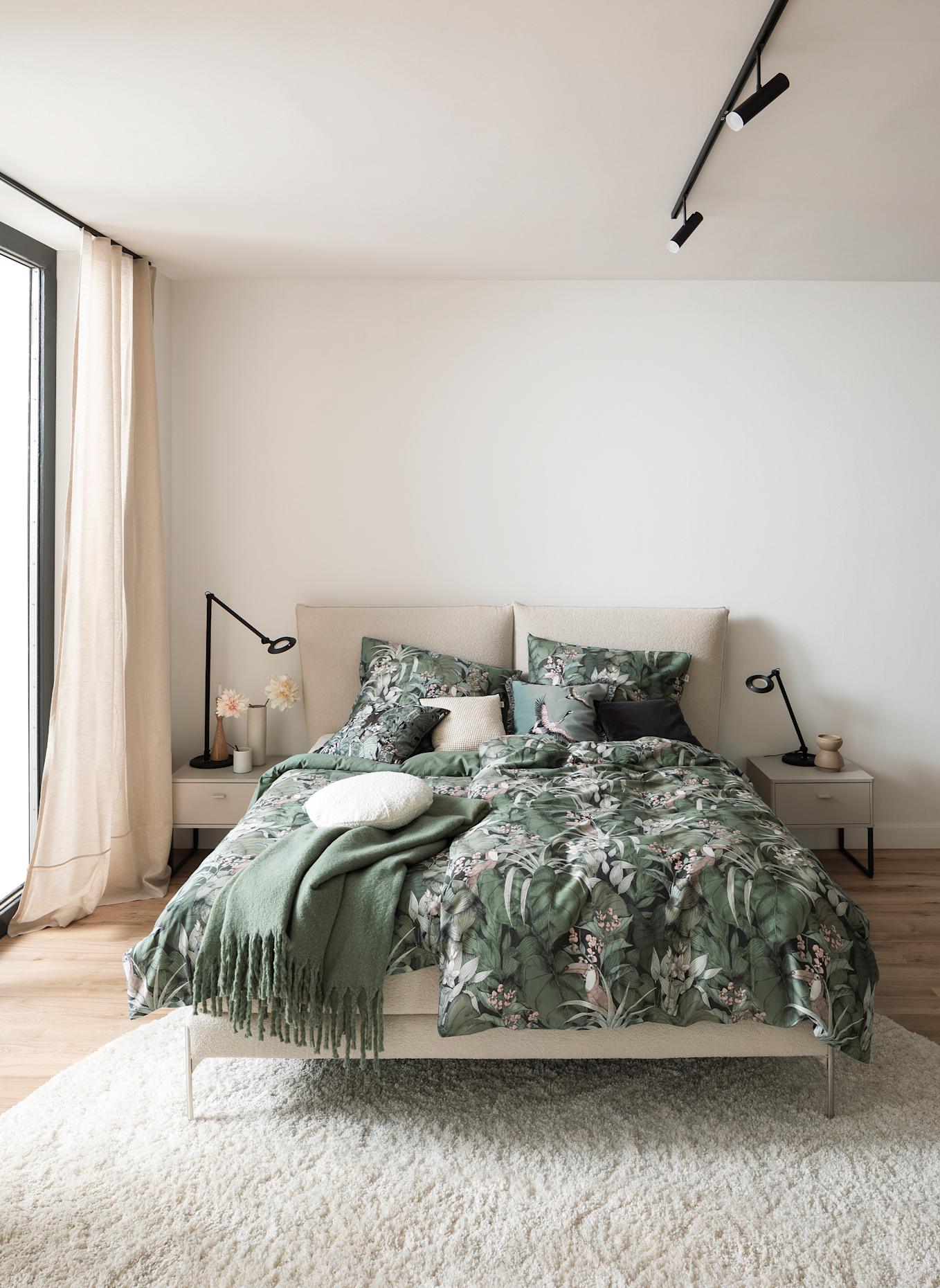 SCHÖNER WOHNEN KOLLEKTION Satin Bettwäsche TOUCAN: GRÜN