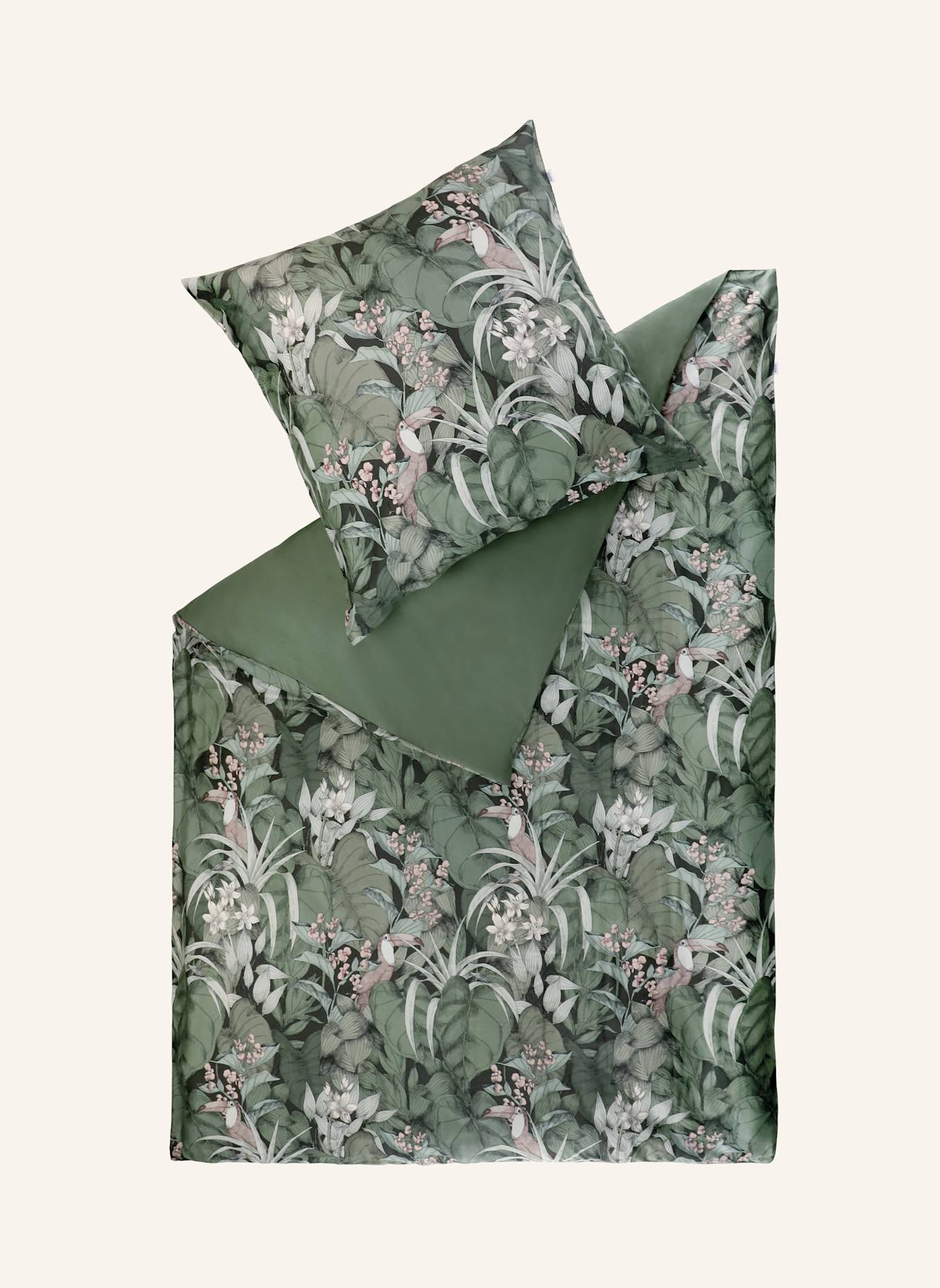 SCHÖNER WOHNEN KOLLEKTION Satin Bettwäsche TOUCAN: GRÜN