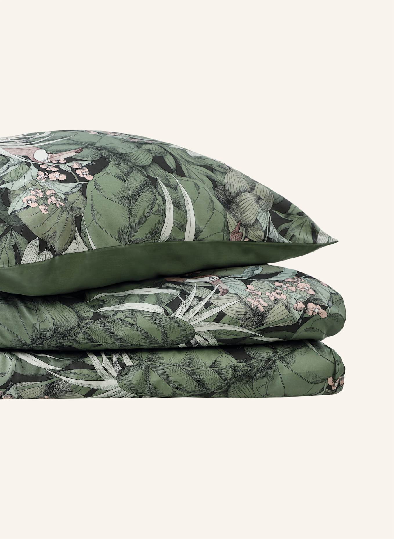 SCHÖNER WOHNEN KOLLEKTION Satin Bettwäsche TOUCAN: GRÜN