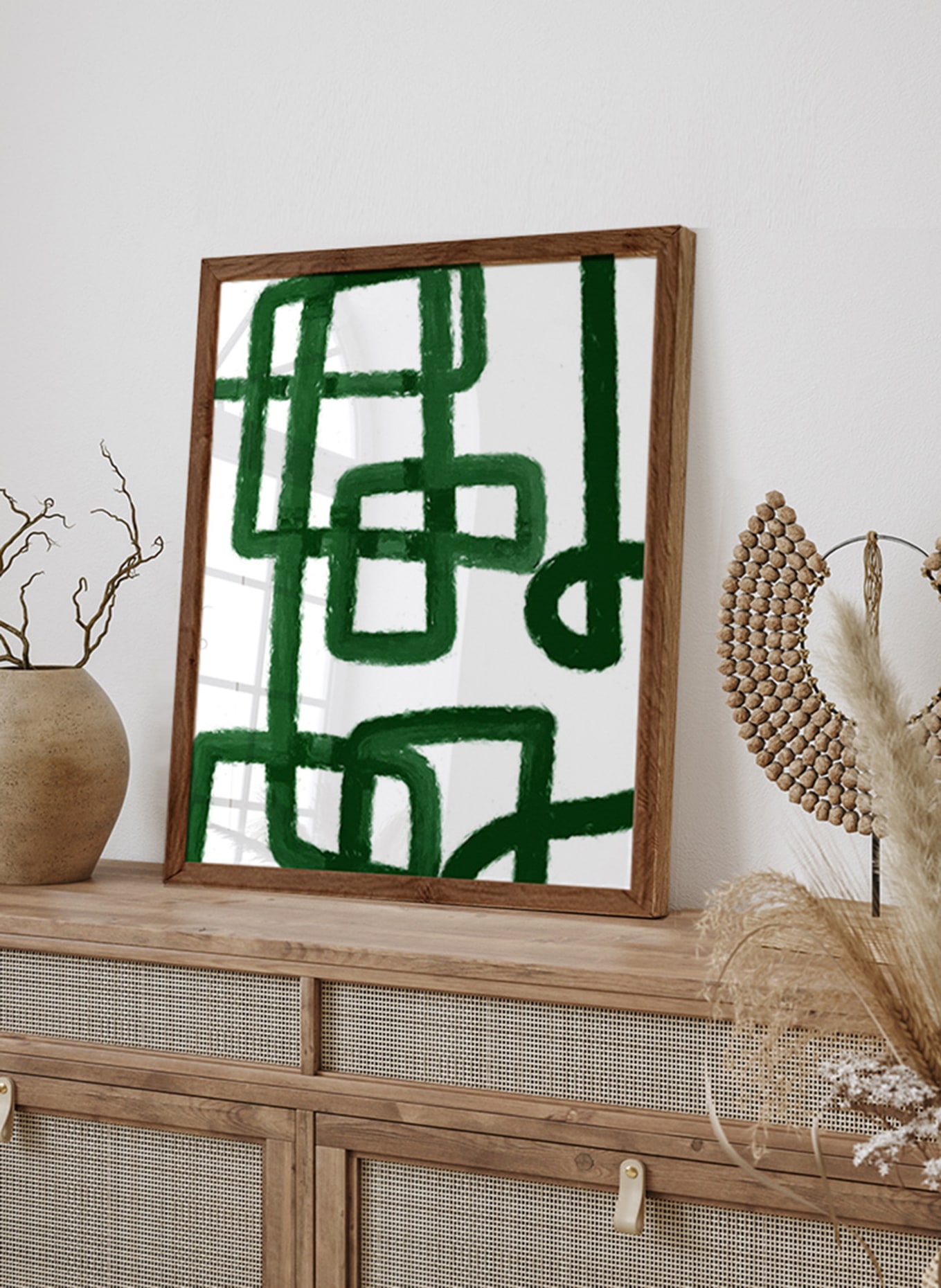ANY IMAGE Wandbild GRÜNES LABYRINTH mit Rahmen: BRAUN