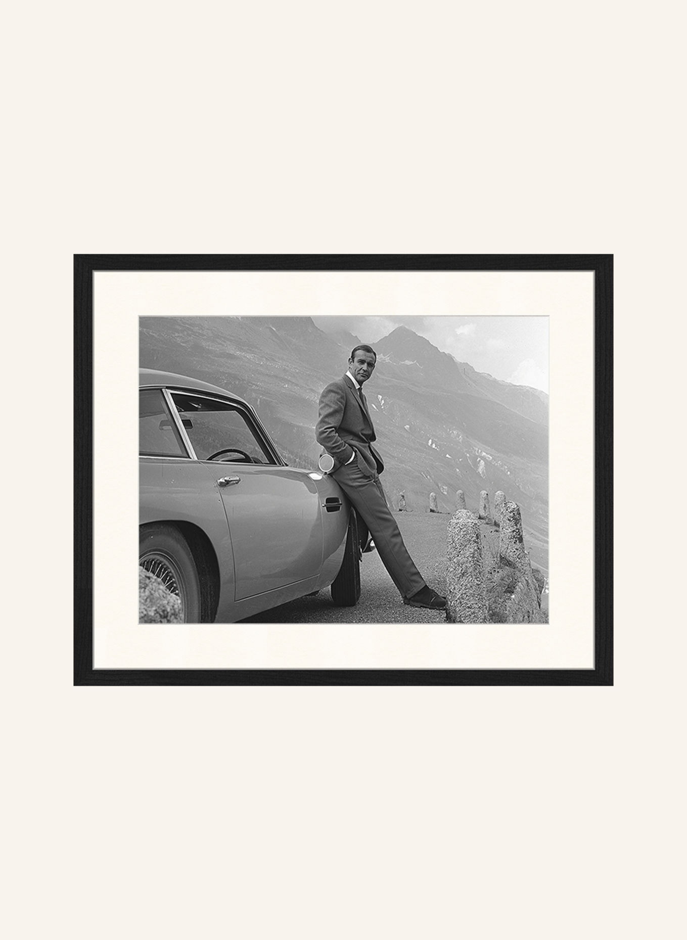 JACOB BADEN "SEAN CONNERY ON THE SET OF GOLDFINGER" Framed wall art: BLACK