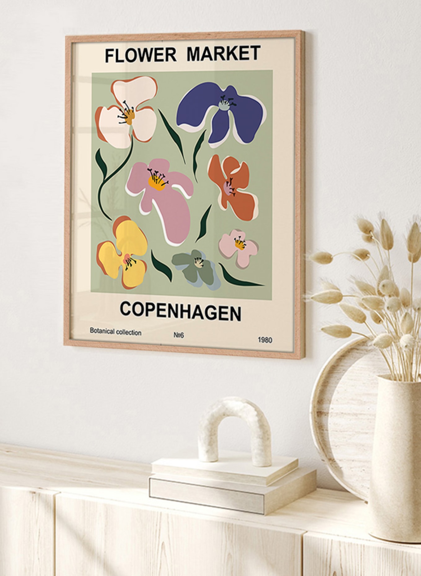 Liv Corday Wandafbeelding BLUMENMARKT met lijstje: LICHTBRUIN