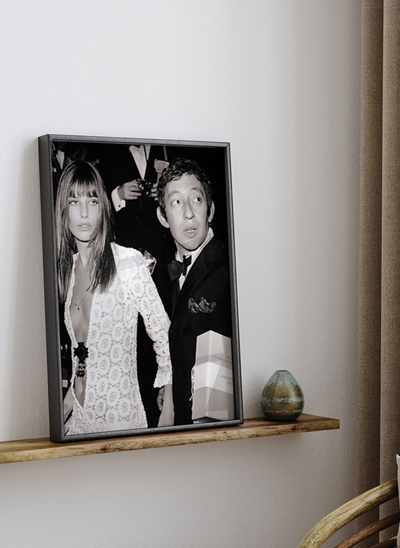 JACOB BADEN Wandbild SERGE GAINSBOURG & JANE BIRKIN mit Rahmen: SCHWARZ