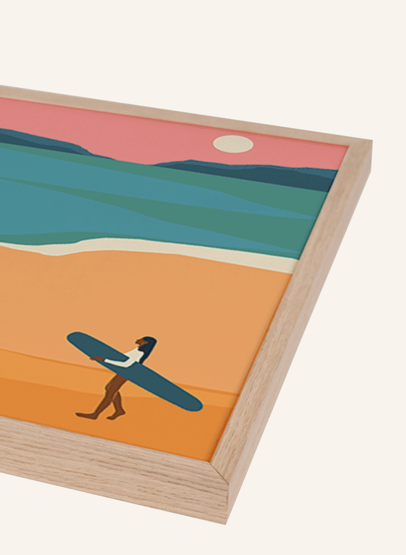 ANY IMAGE Wandbild BUNTE SURFER-ILLUSTRATION mit Rahmen, Farbe: ECRU (Bild 2)