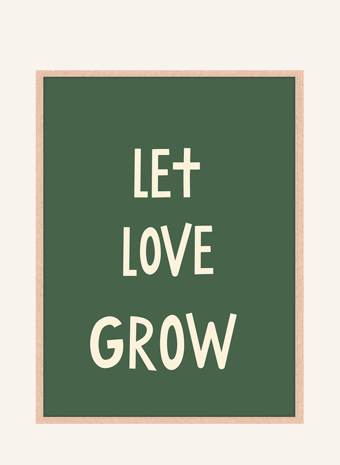 ANY IMAGE Wandbild LET LOVE GROW mit Rahmen: HELLBRAUN