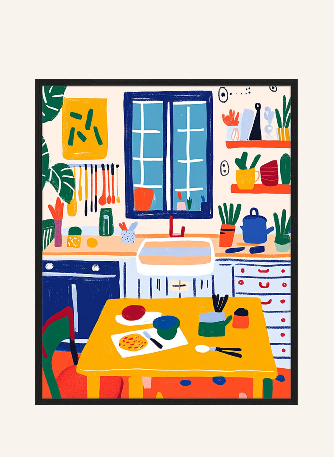 Liv Corday Wandbild BUNTE KÜCHE mit Rahmen: SCHWARZ