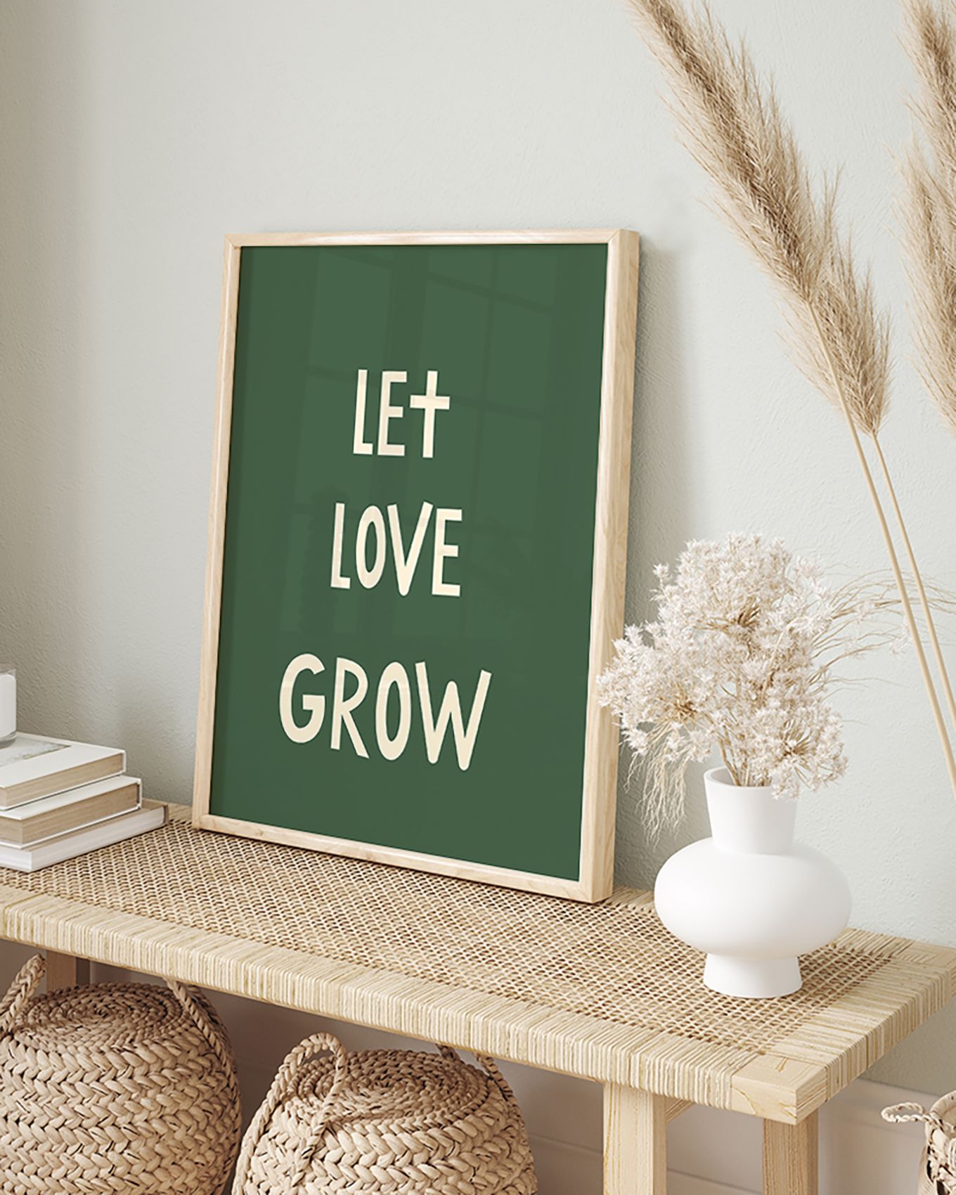 ANY IMAGE Wandbild LET LOVE GROW mit Rahmen: HELLBRAUN