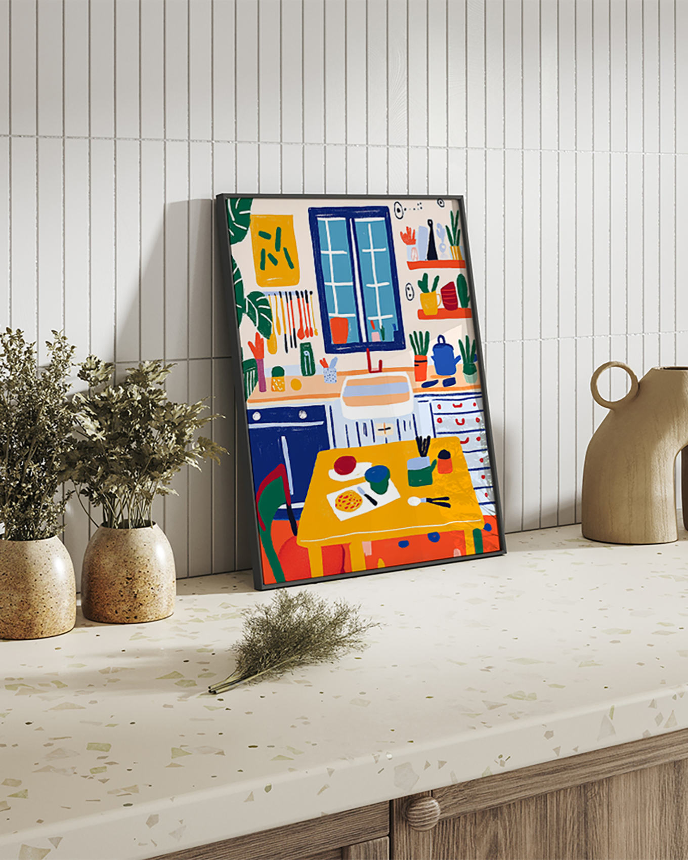 Liv Corday Wandbild BUNTE KÜCHE mit Rahmen: SCHWARZ