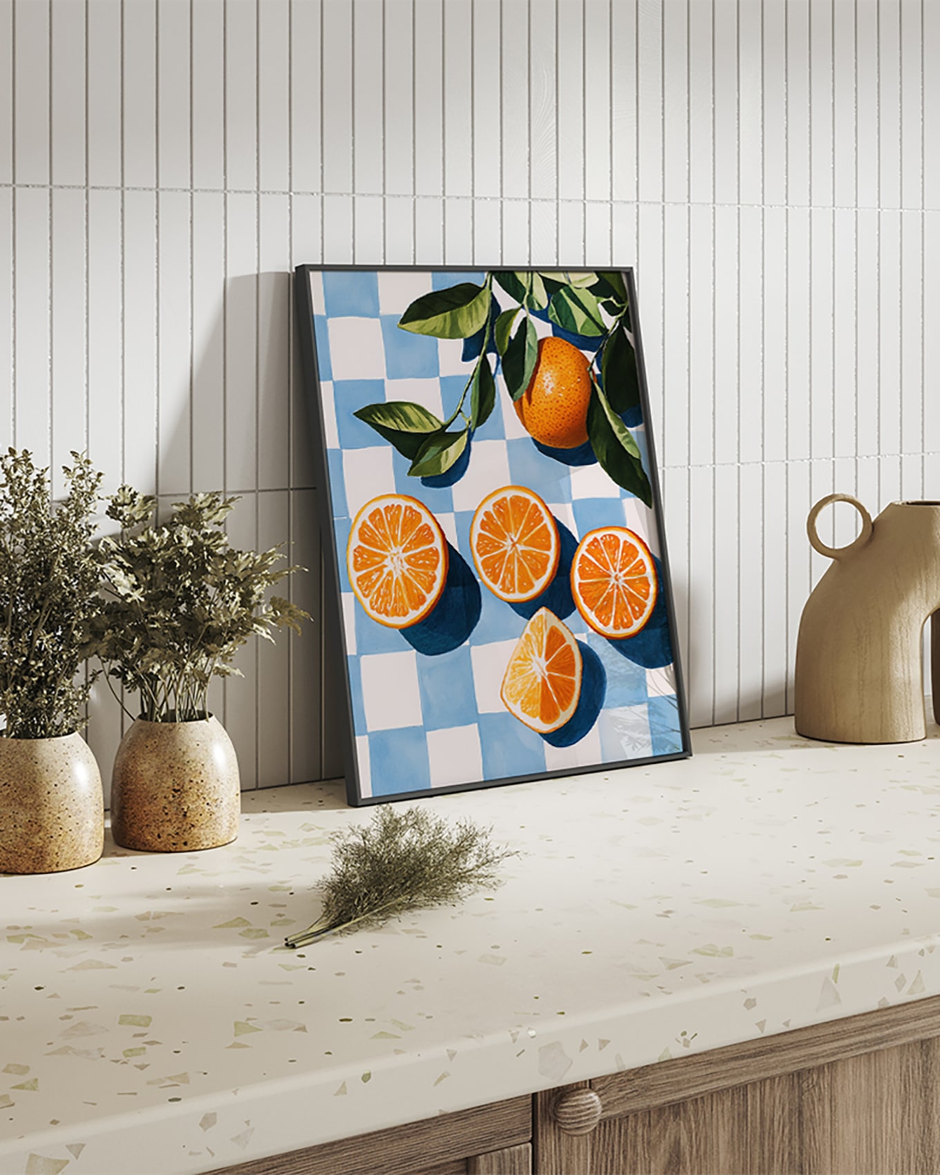 Liv Corday Wandbild ORANGEN mit Rahmen: SCHWARZ