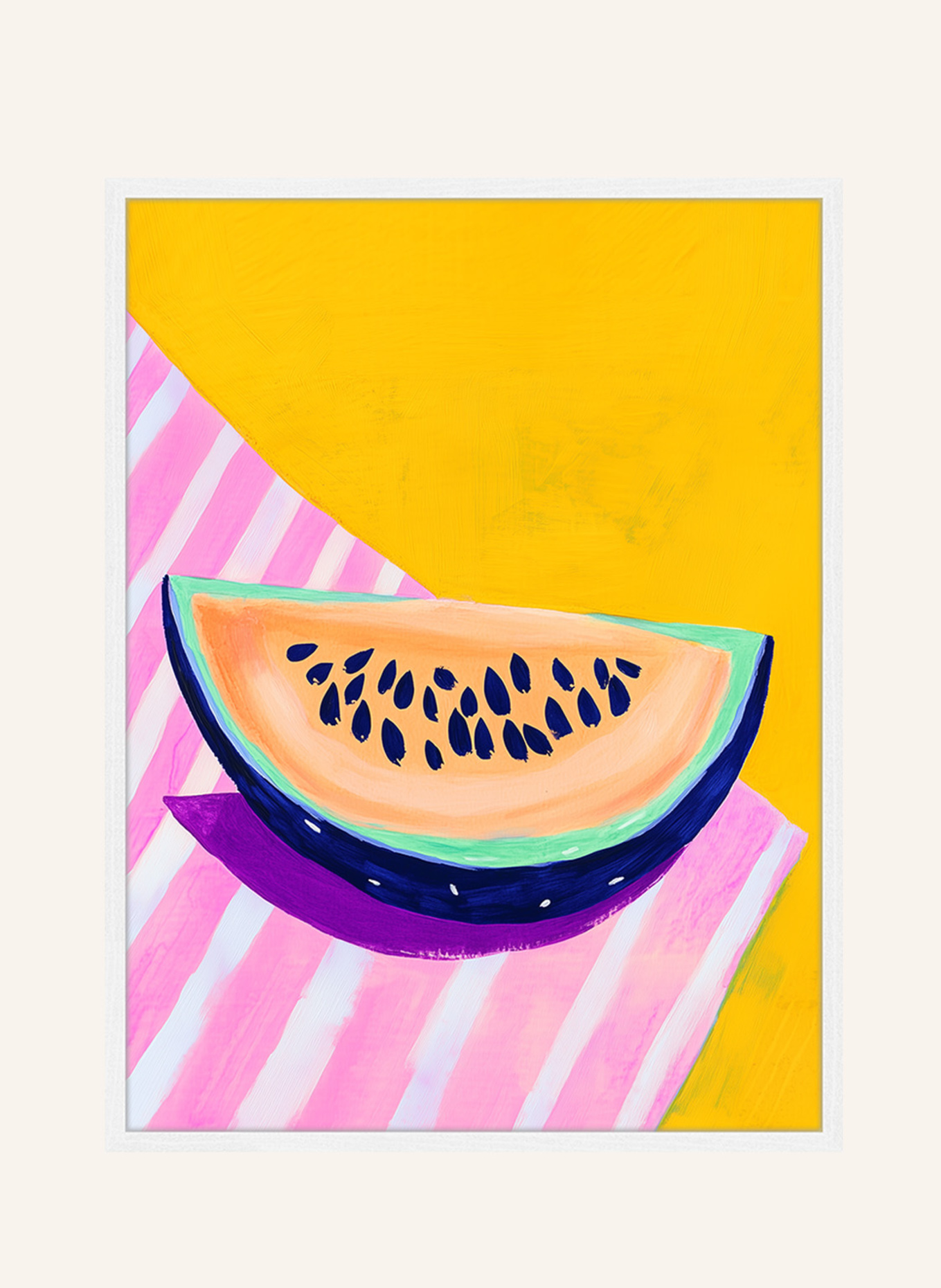 Liv Corday Wandbild WASSERMELONE mit Rahmen: WEISS