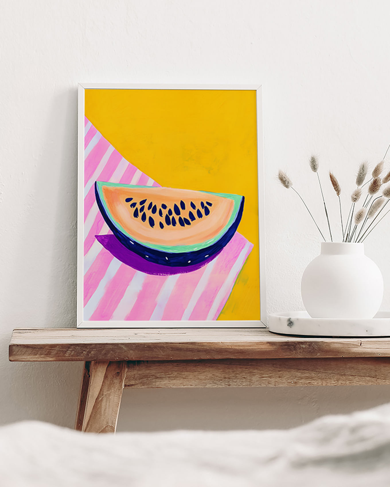 Liv Corday Wandbild WASSERMELONE mit Rahmen: WEISS