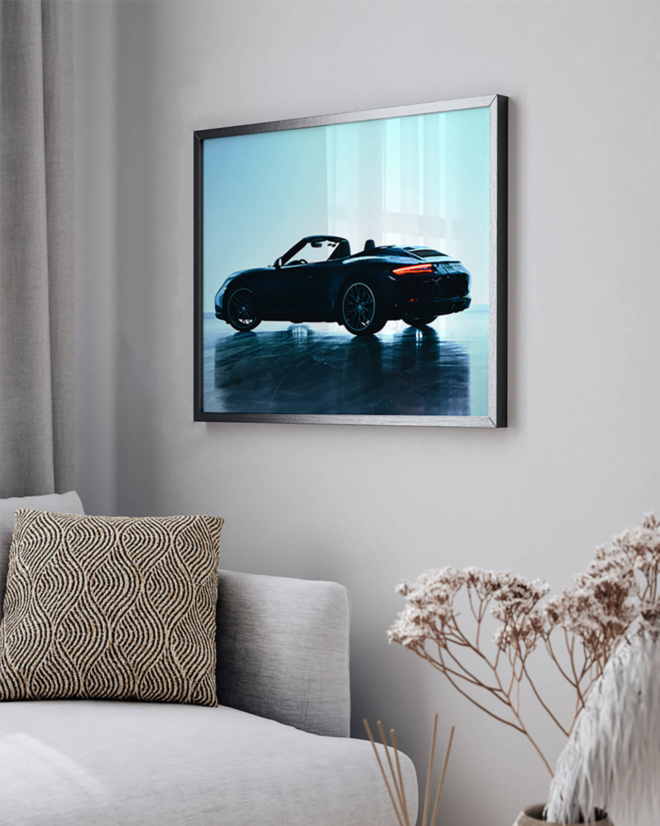 JACOB BADEN Wandbild PORSCHE 911 CARRERA S mit Rahmen: SCHWARZ