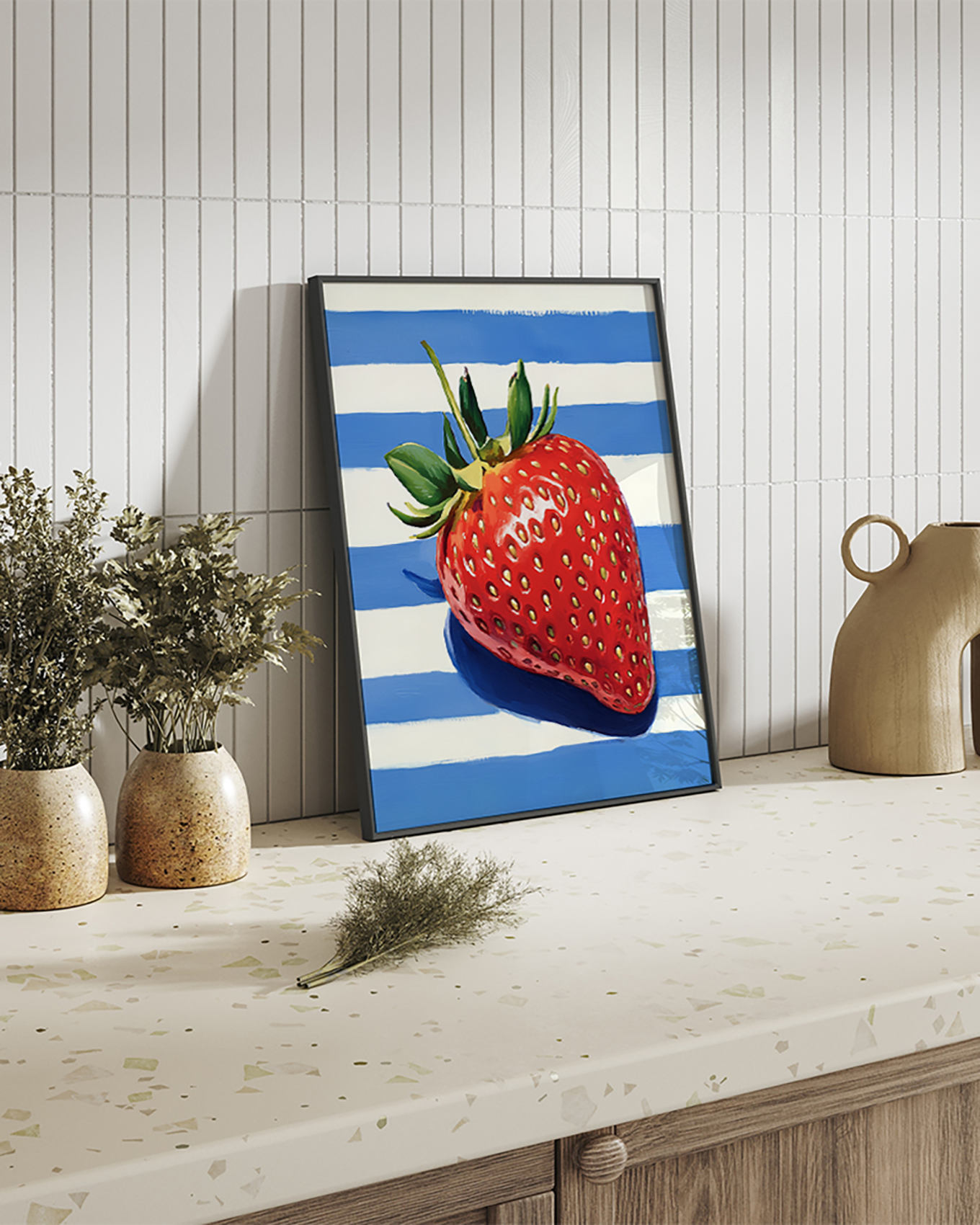 Liv Corday Wandbild ERDBEERE mit Rahmen: SCHWARZ