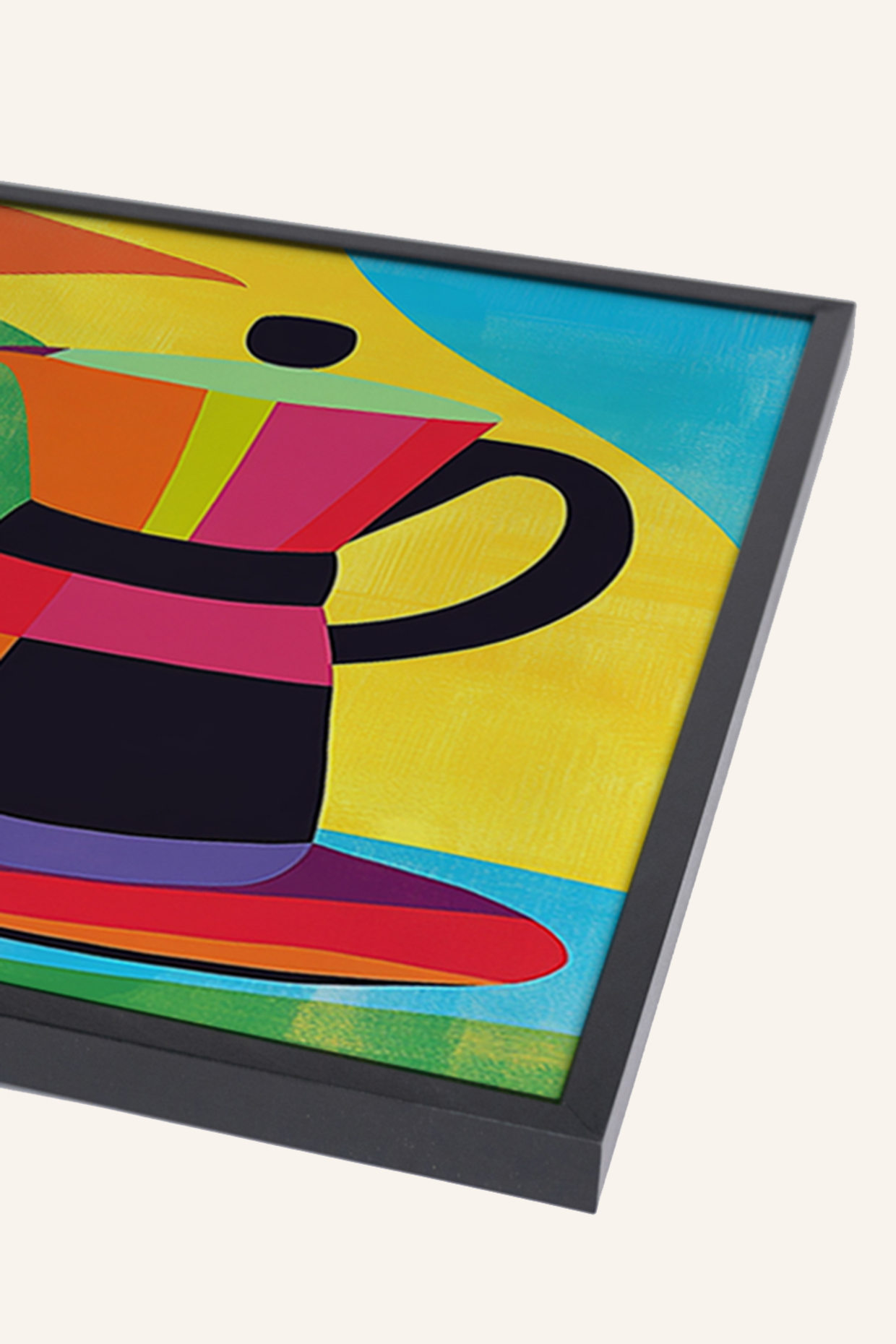 Liv Corday Wanddecoratie KLEURRIJKE RETRO-KOFFIEZETAPPARAAT met lijst: ZWART