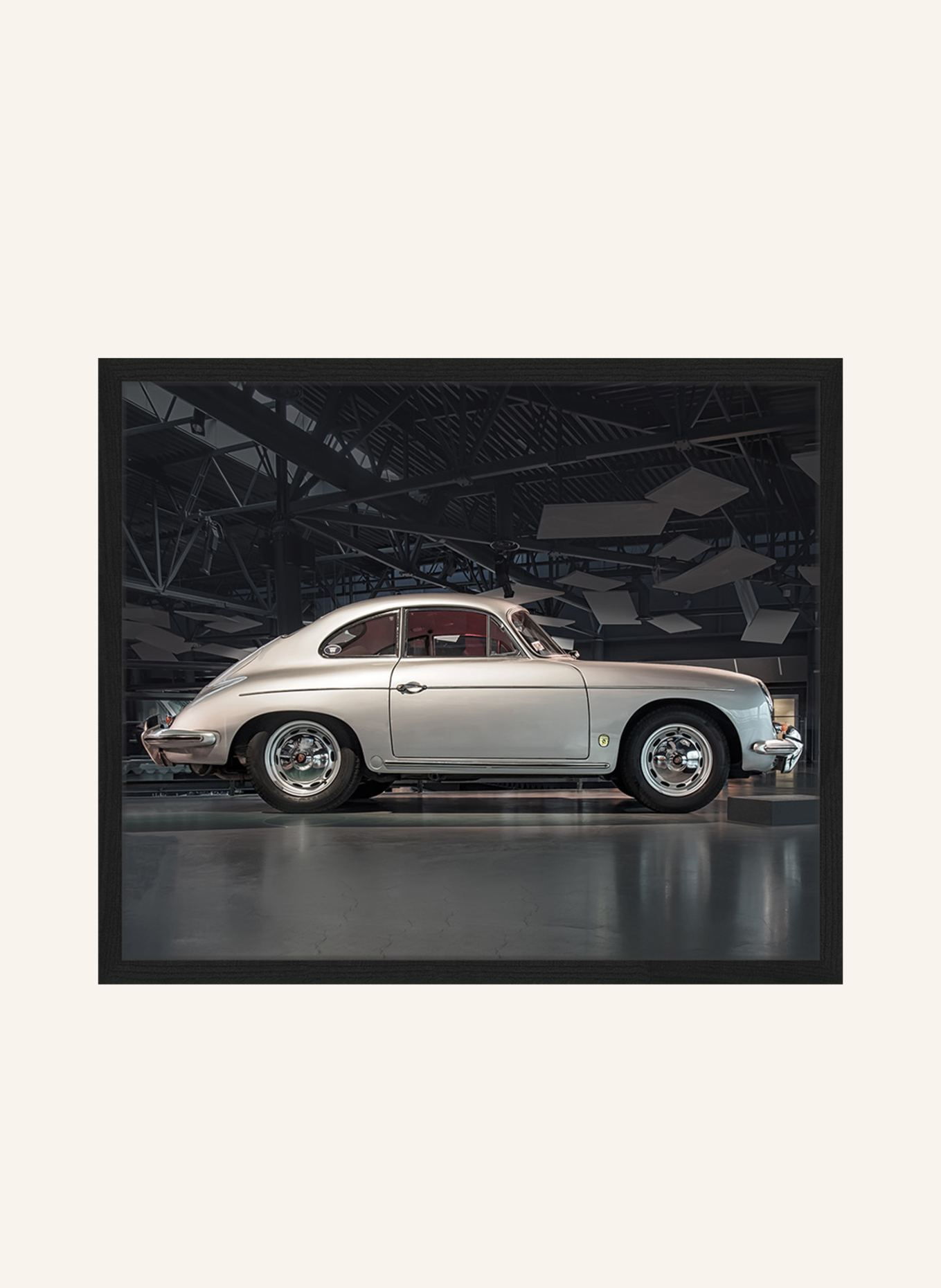 JACOB BADEN Wandbild KLASSISCHER PORSCHE 356 mit Rahmen: SCHWARZ