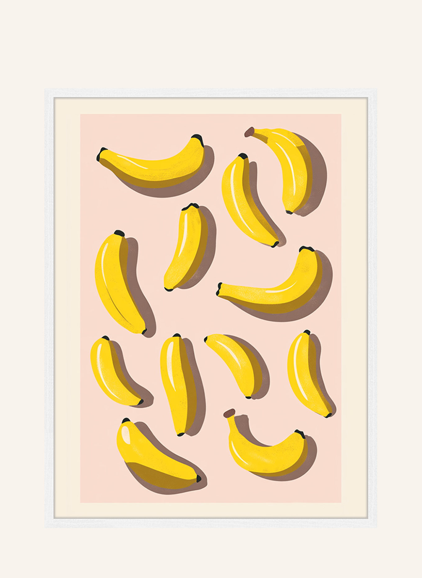 Liv Corday Wandbild BANANEN mit Rahmen: WEISS