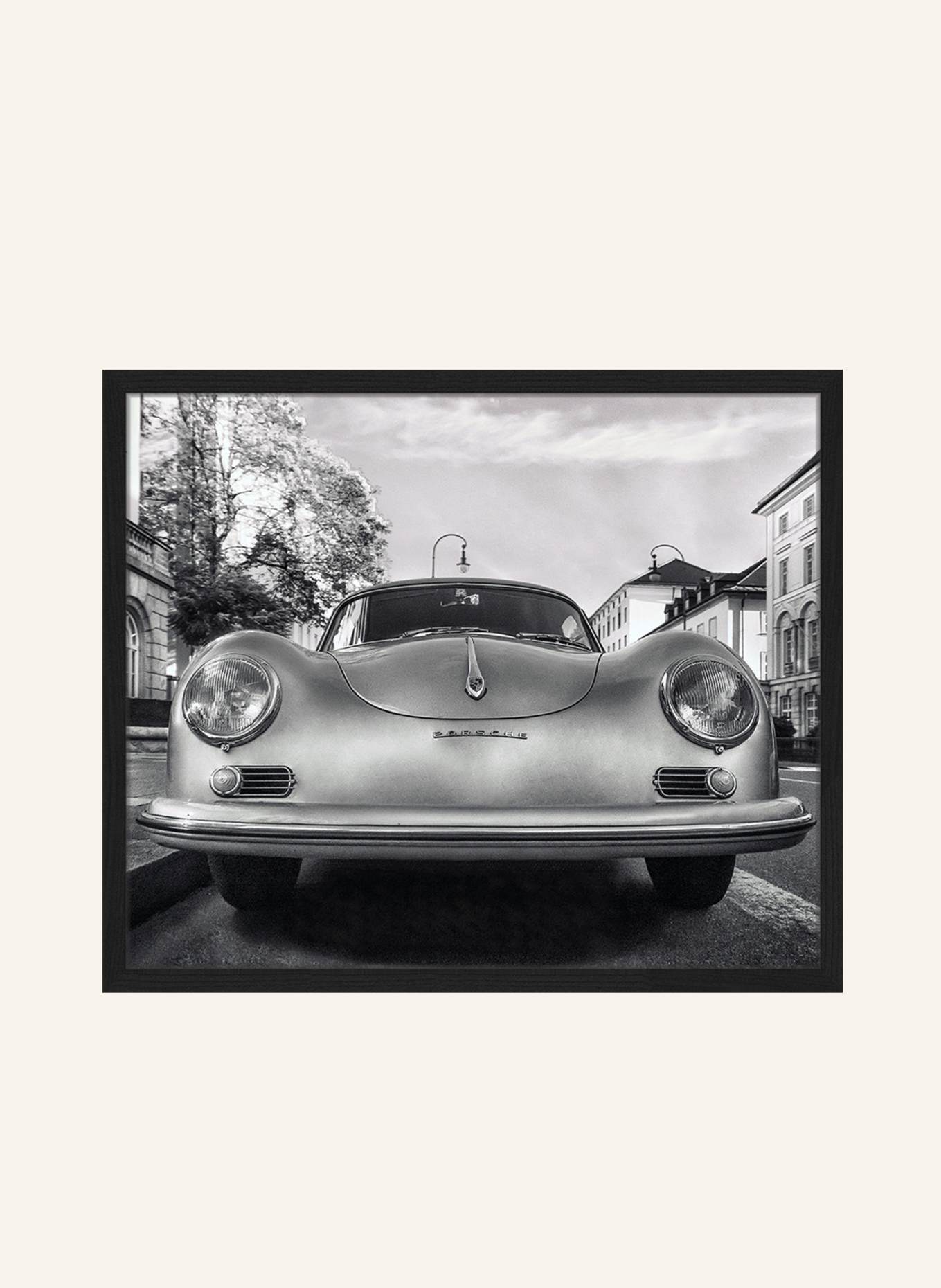 JACOB BADEN Wandbild KLASSISCHER PORSCHE mit Rahmen: SCHWARZ