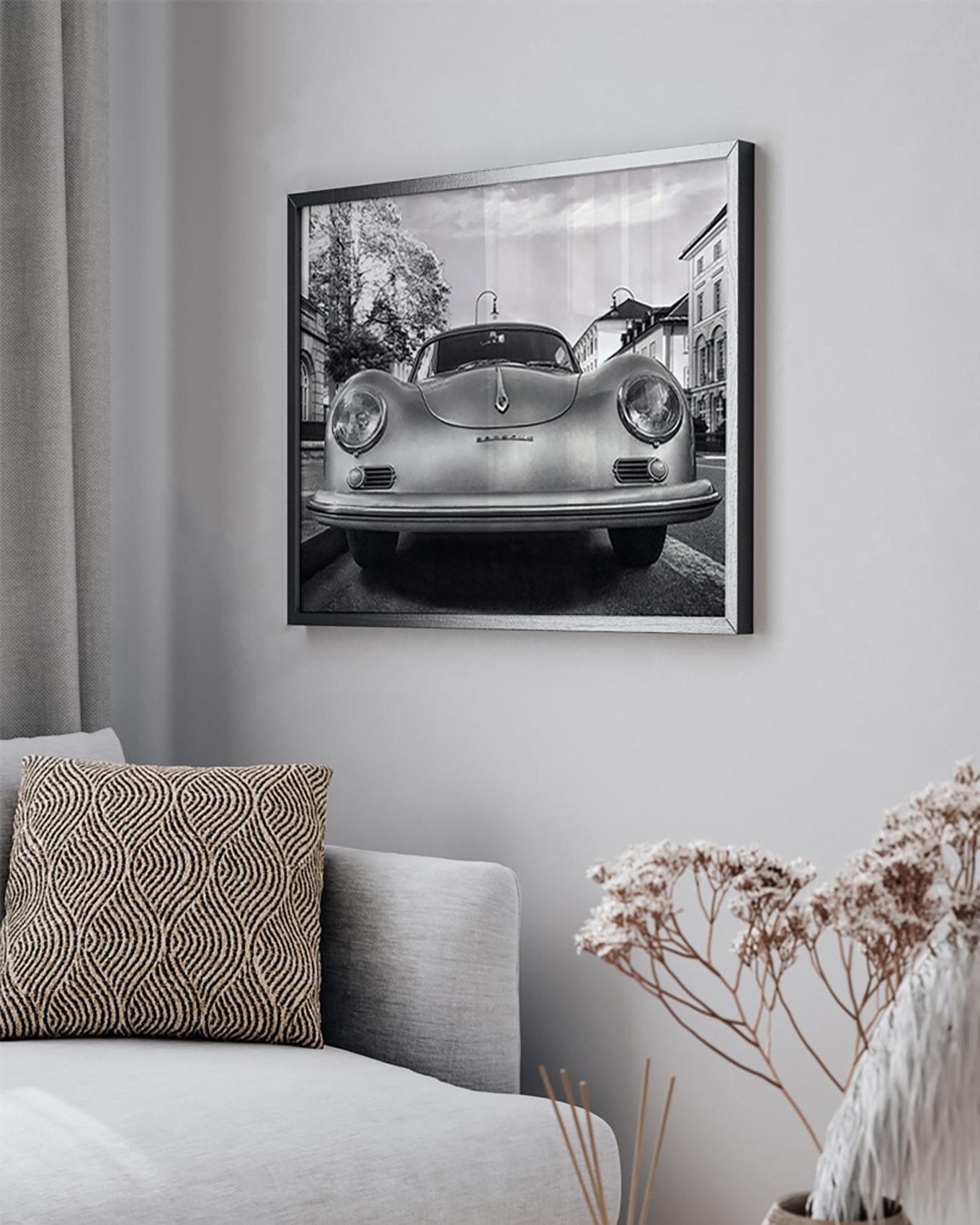 JACOB BADEN Wandbild KLASSISCHER PORSCHE mit Rahmen: SCHWARZ