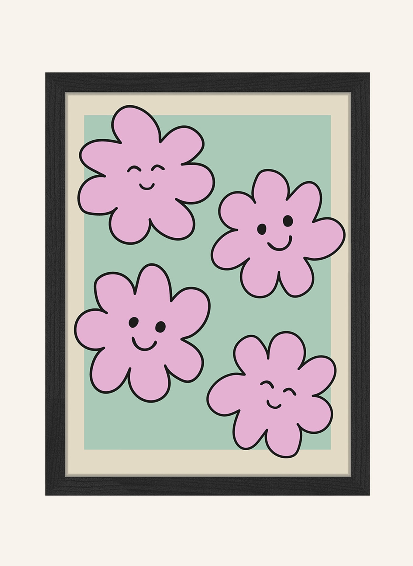 Milan Moon Wandbild BLUMIG mit Rahmen: SCHWARZ