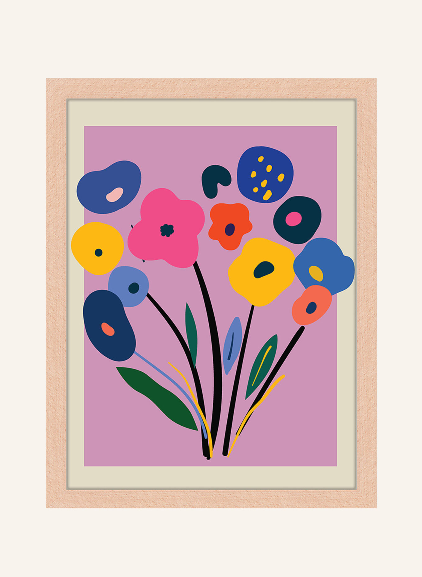 Milan Moon Wandbild STRAUß mit Rahmen: HELLBRAUN