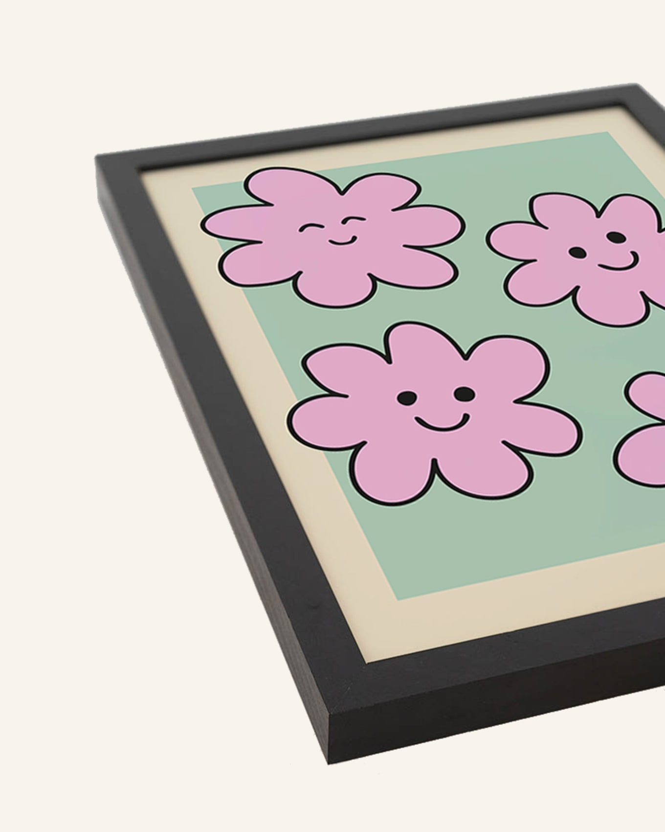 Milan Moon Wandbild BLUMIG mit Rahmen: SCHWARZ